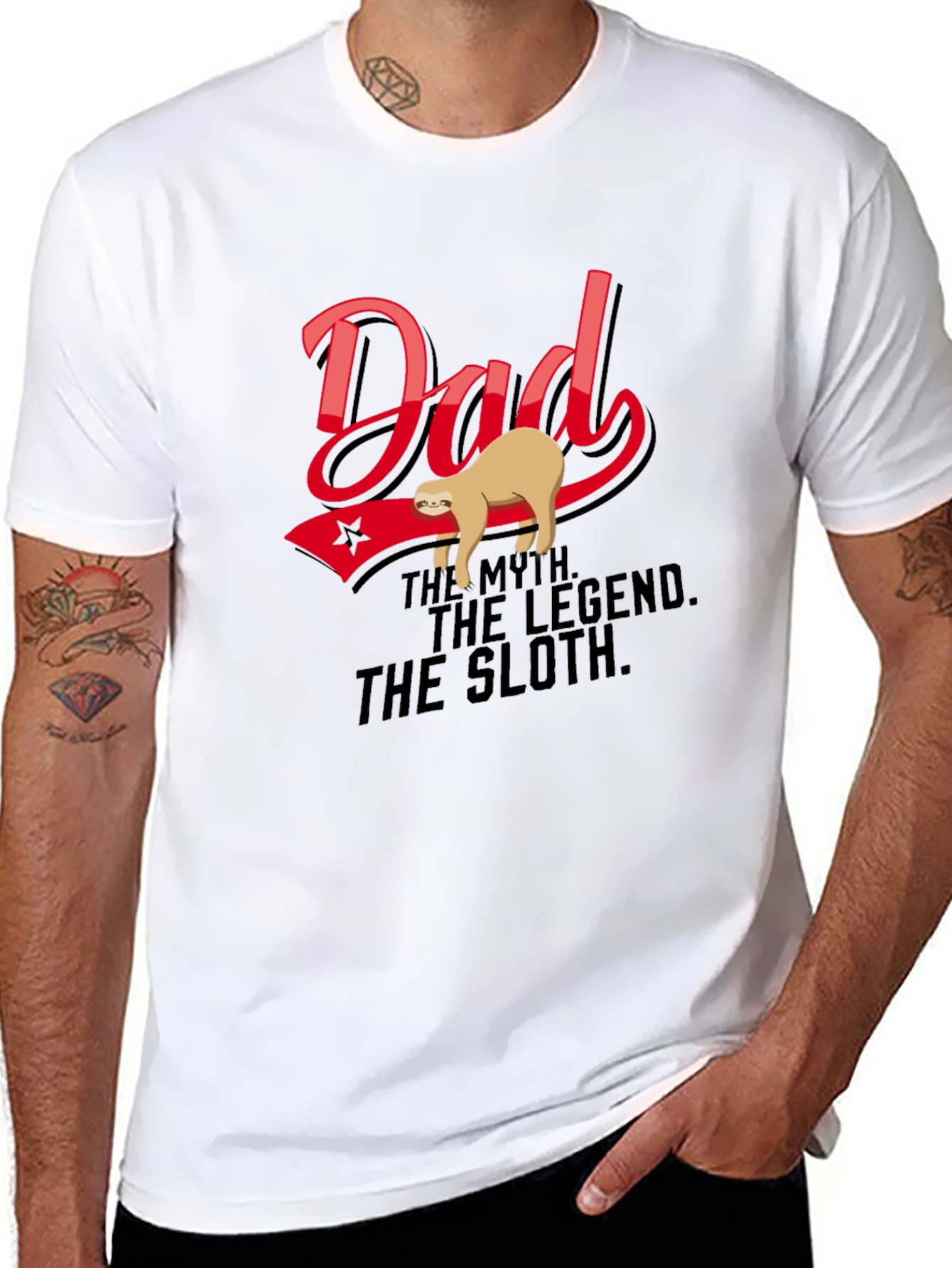 Black Dad: The Myth. The Legend. The Sloth T-Shirt view 8
