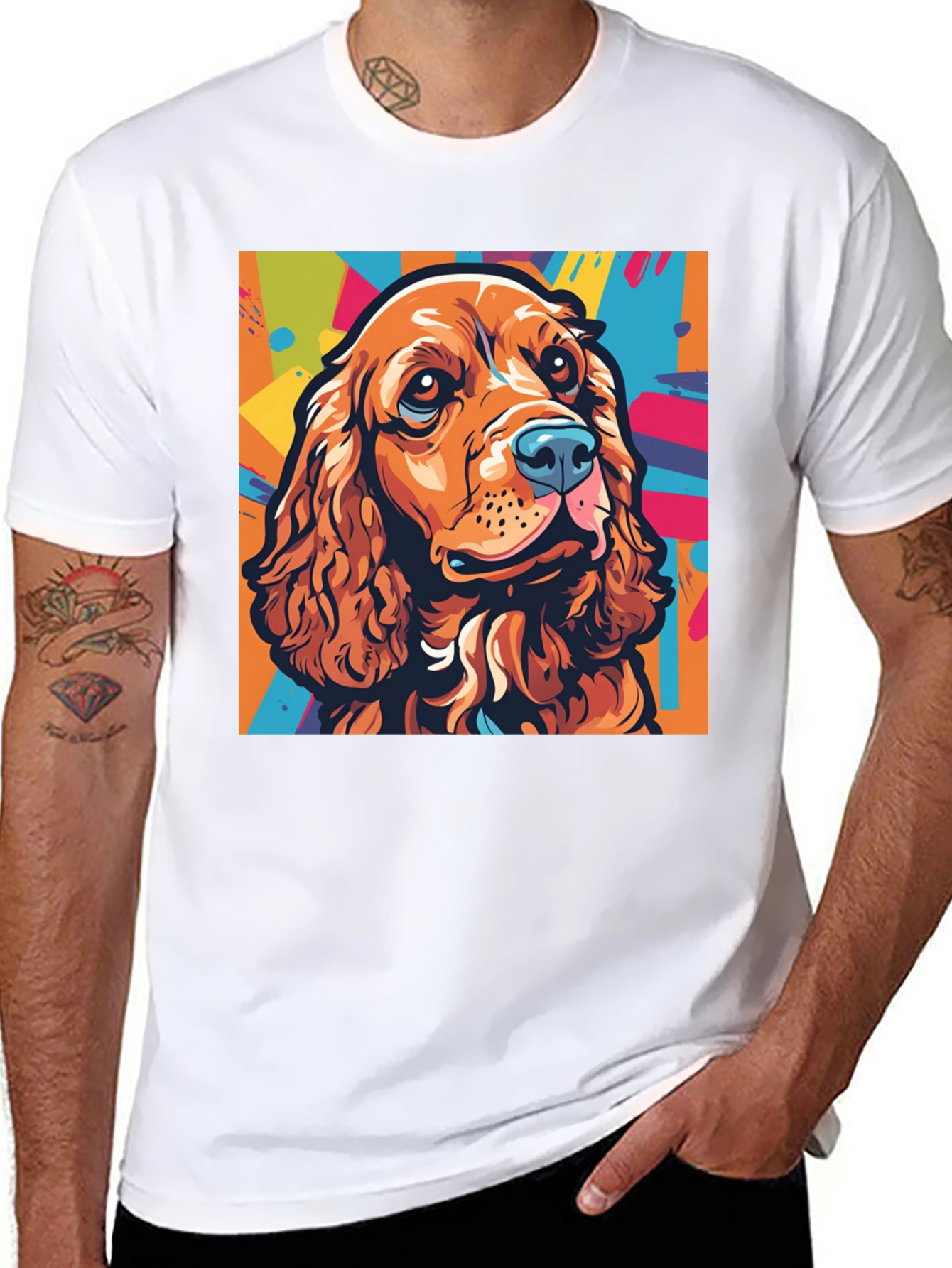 Black Dog Art Graphic Tee - Cocker Spaniel Pop Art T-Shirt view 8