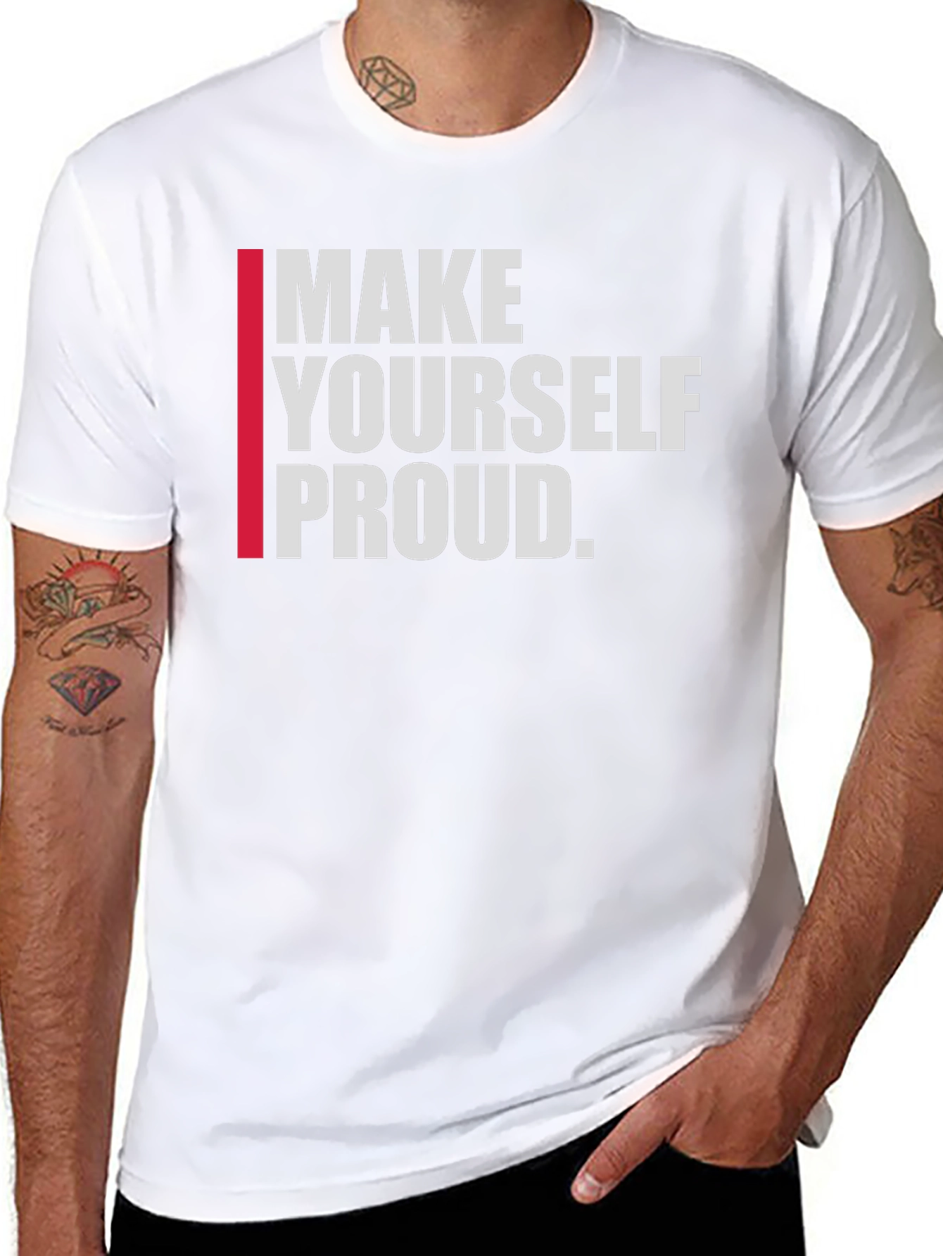 Black Motivational "Make Yourself Proud" Graphic Tee view 8