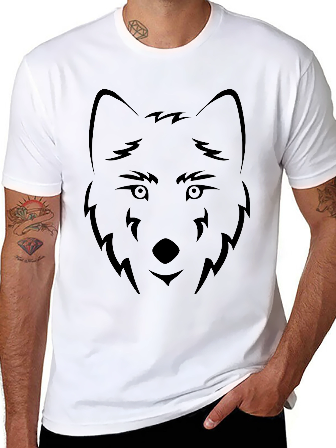 Black Black Wolf Graphic Tee - Minimalist Design view 8