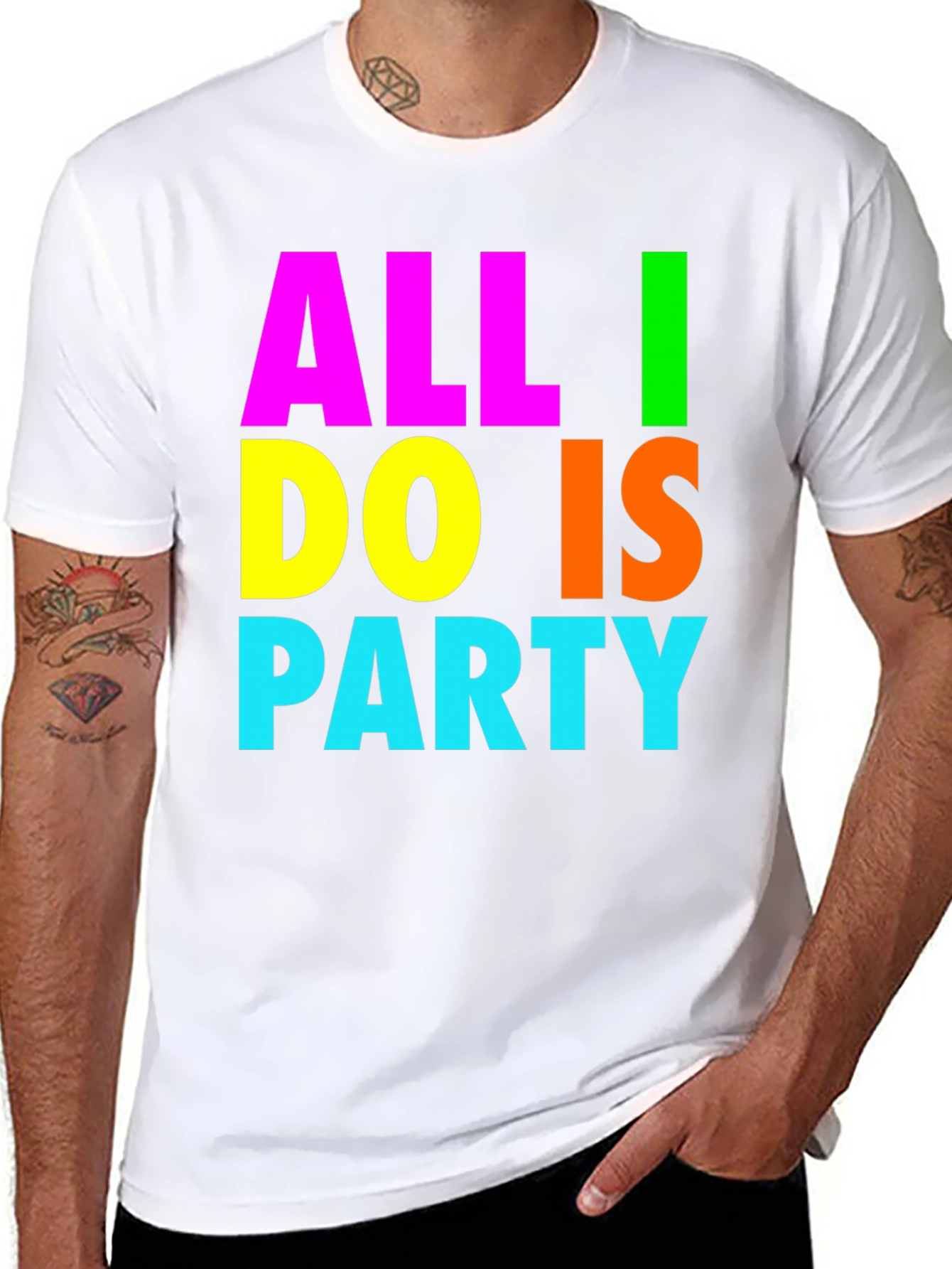 Black All I Do Is Party Graphic Tee - Bold & Fun! view 8
