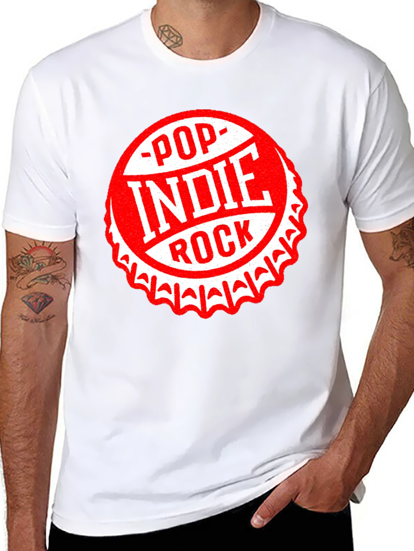 Black Pop Indie Rock Graphic Tee - Black Cotton T-Shirt view 8
