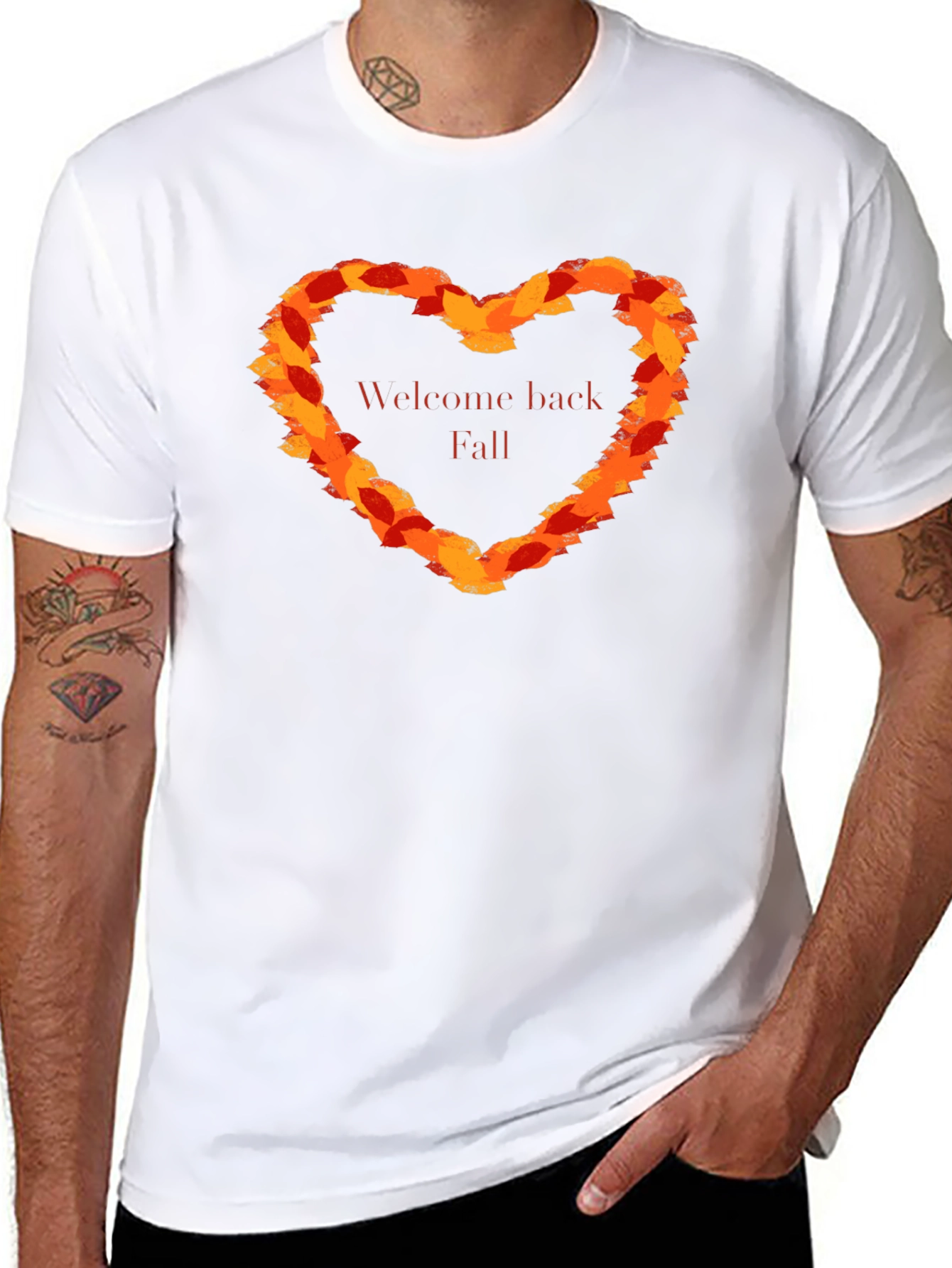 Black Welcome Back Fall Leaf Heart T-Shirt view 8