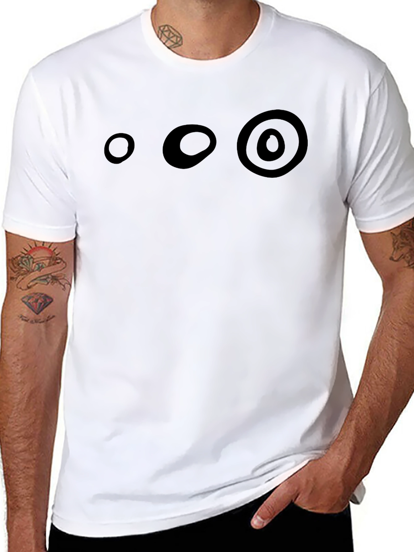 Black Men's Black T-Shirt with Circle Design view 8