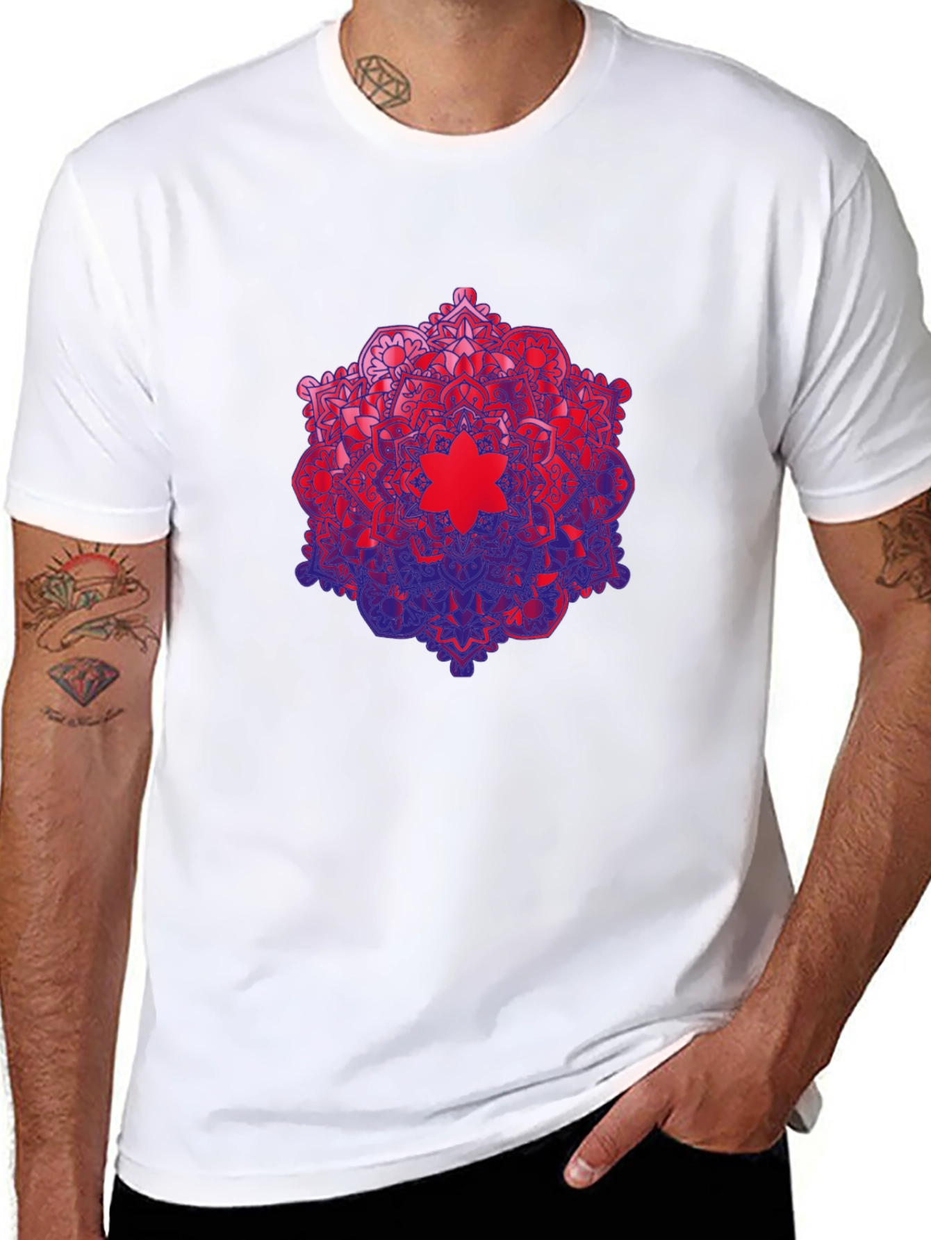 Black Geometric Mandala Graphic Black T-Shirt view 8