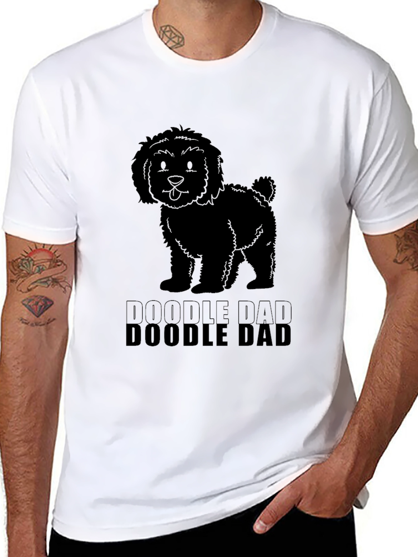 Black Doodle Dad Black T-Shirt view 8