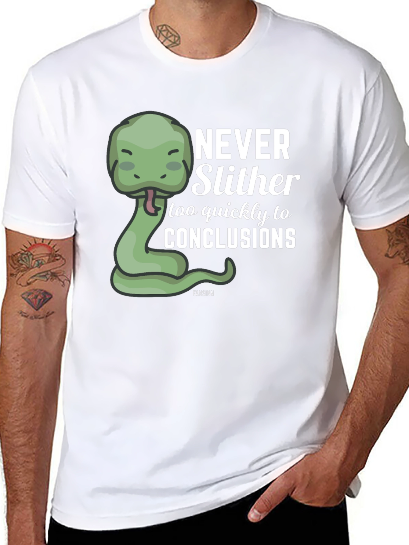 Black Never Slither Funny Graphic T-Shirt view 8