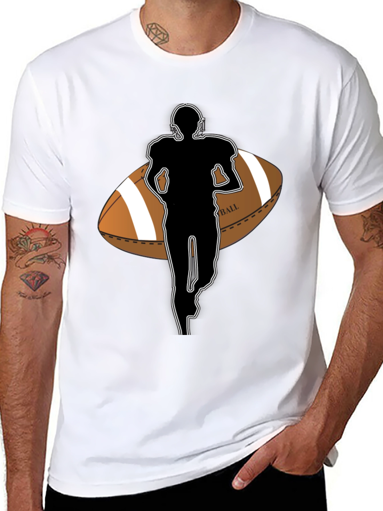 Black Football Player Graphic Tee view 8