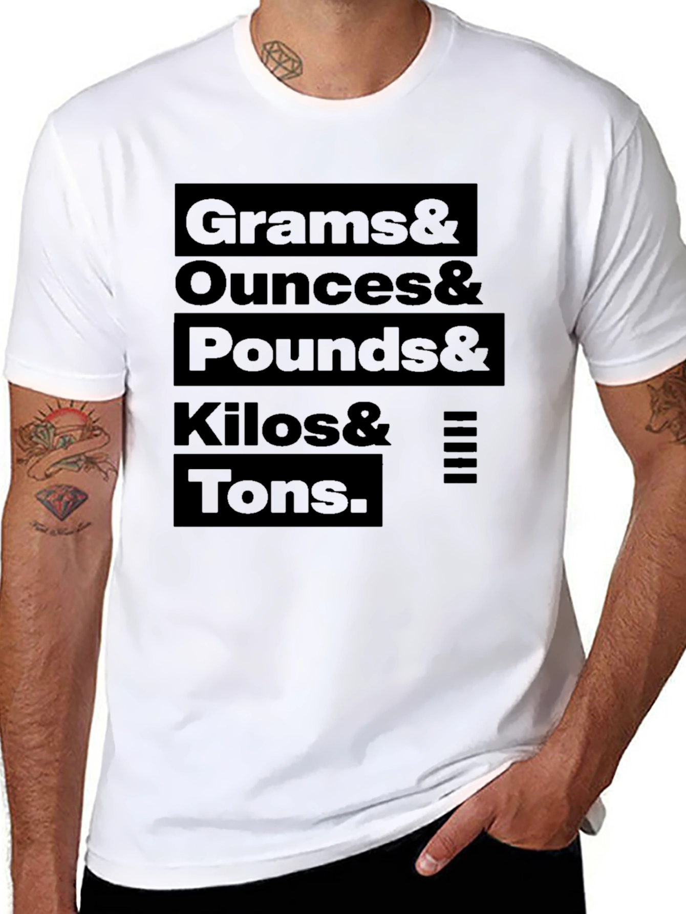 Black Grams to Tons T-Shirt - Funny Weight Conversion Tee view 8