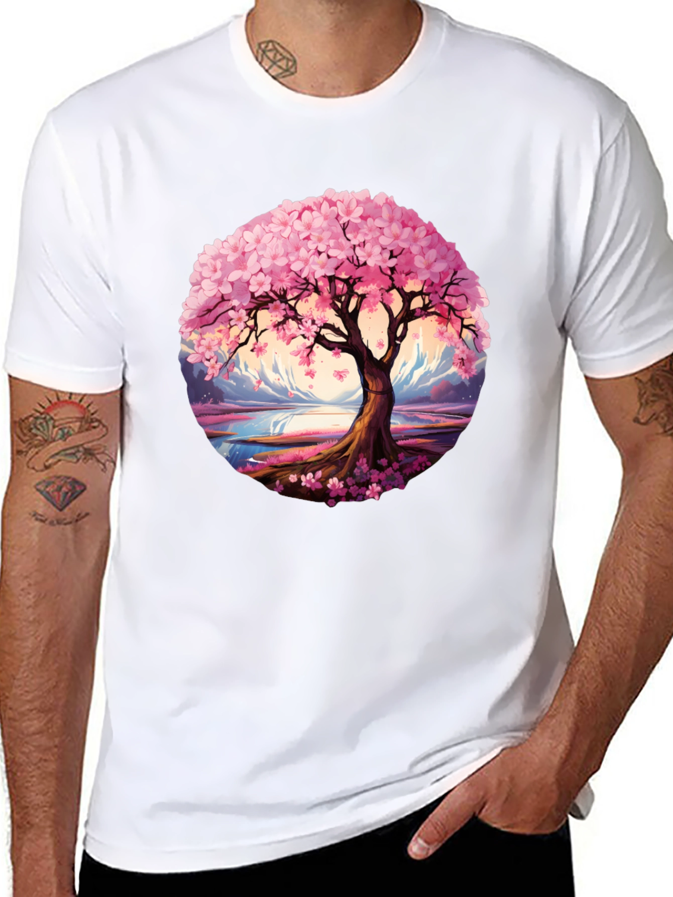 Black Cherry Blossom Tree Graphic Tee view 8