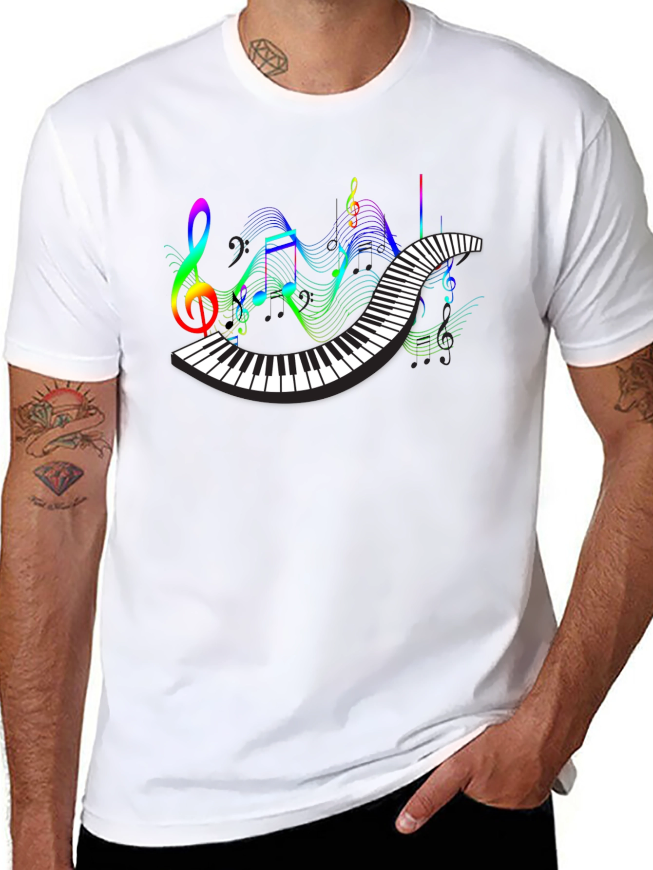 Black Music Lover's Piano Keys Graphic Tee view 8