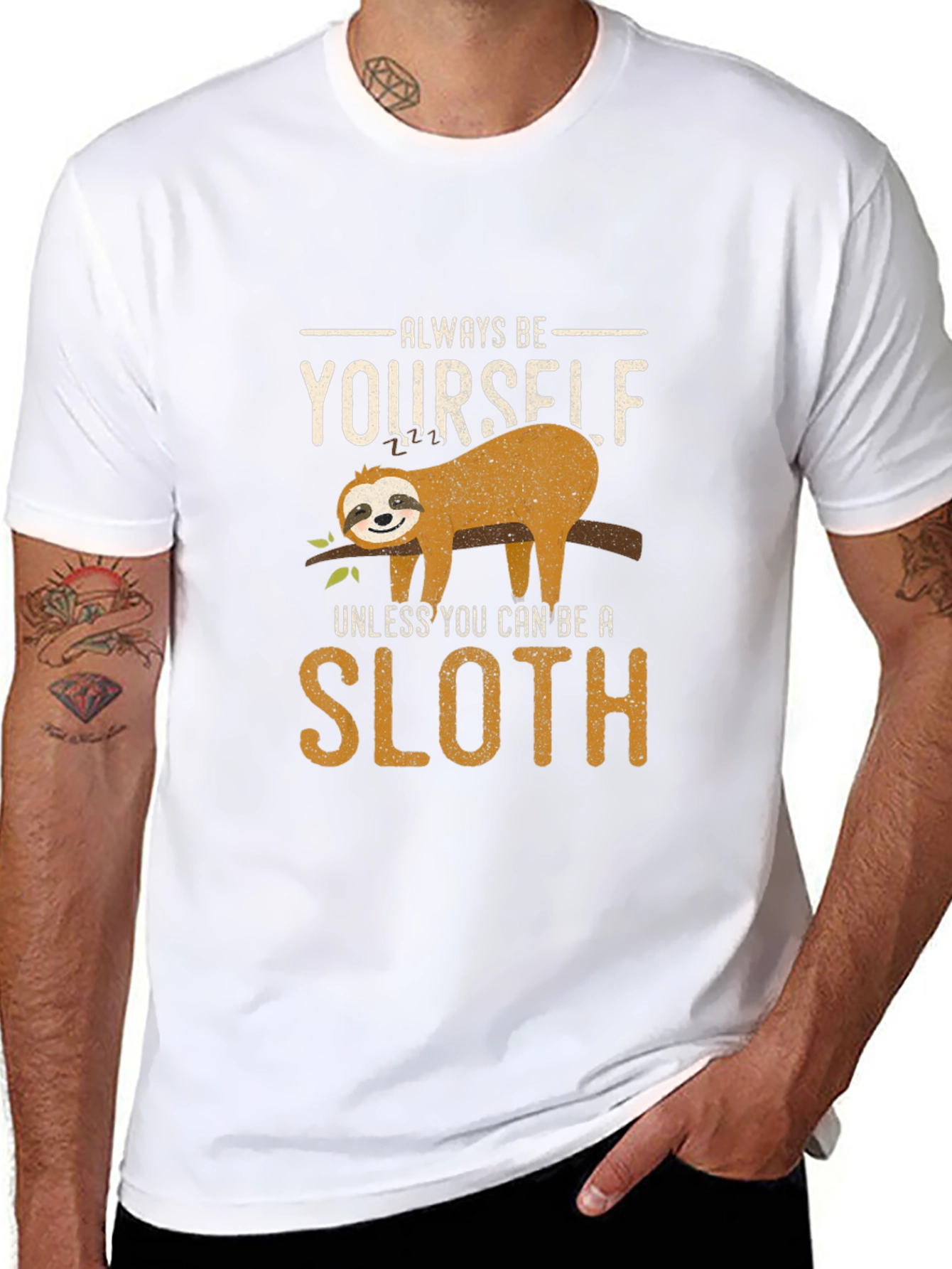 Black Always Be Yourself Sloth Graphic Tee view 8