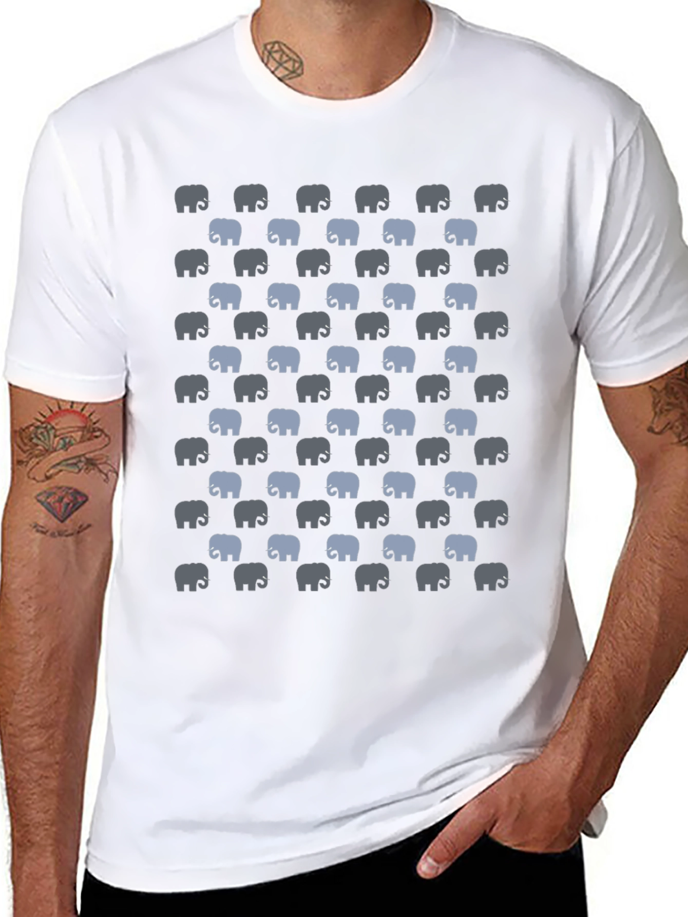 Black Elephant Print T-Shirt - Black view 8