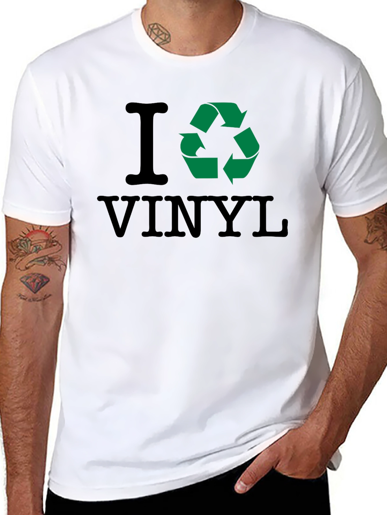 Black I Recycle Vinyl T-Shirt view 8