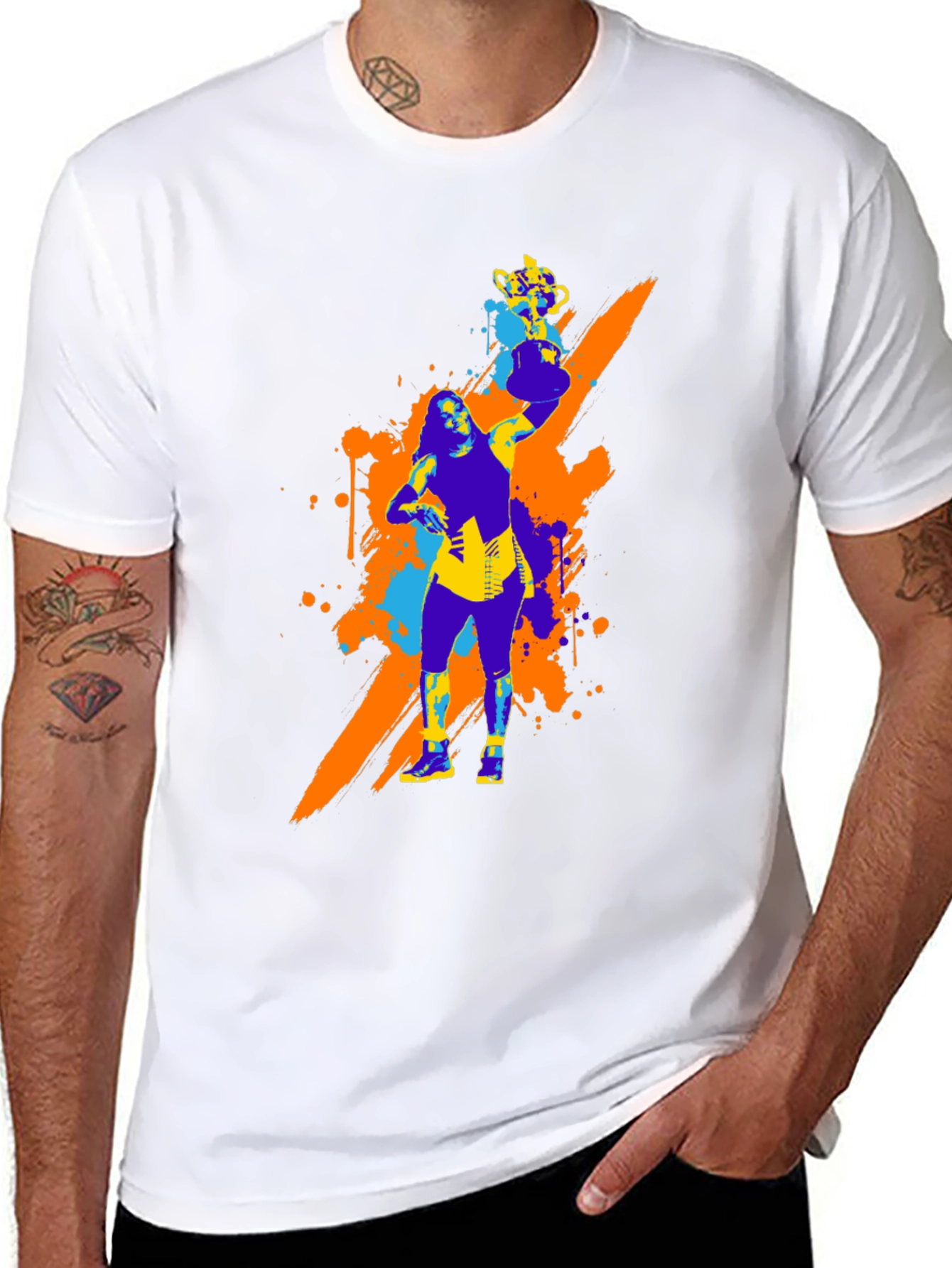 Black Bold Graphic Tee - Woman with Trophy view 8