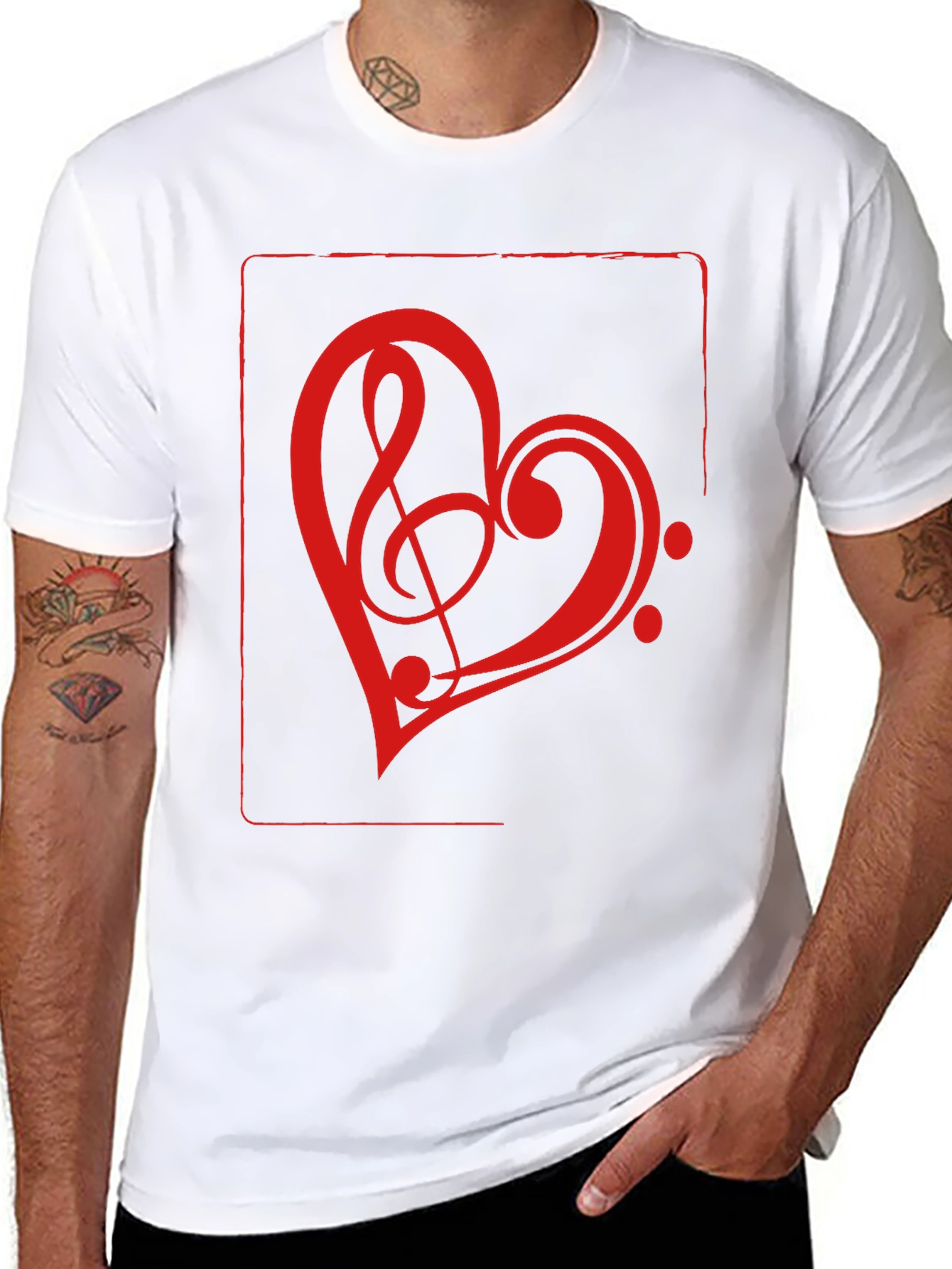 Black Music Heart Graphic Tee - Black view 8