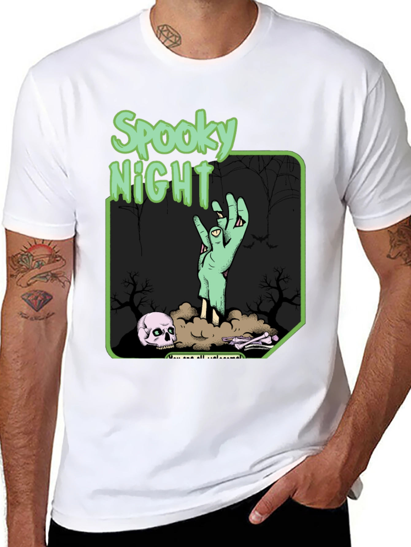 Black Spooky Night Graphic T-Shirt view 8