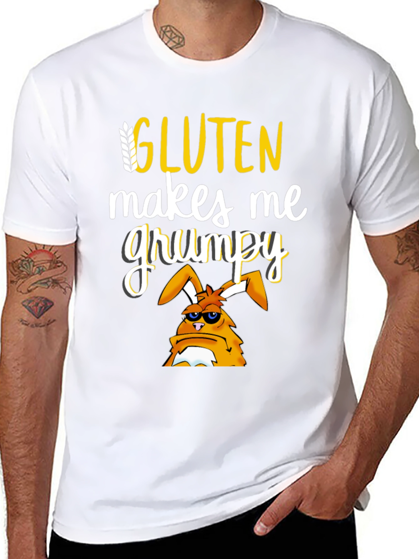 Black Gluten Makes Me Grumpy T-Shirt view 8