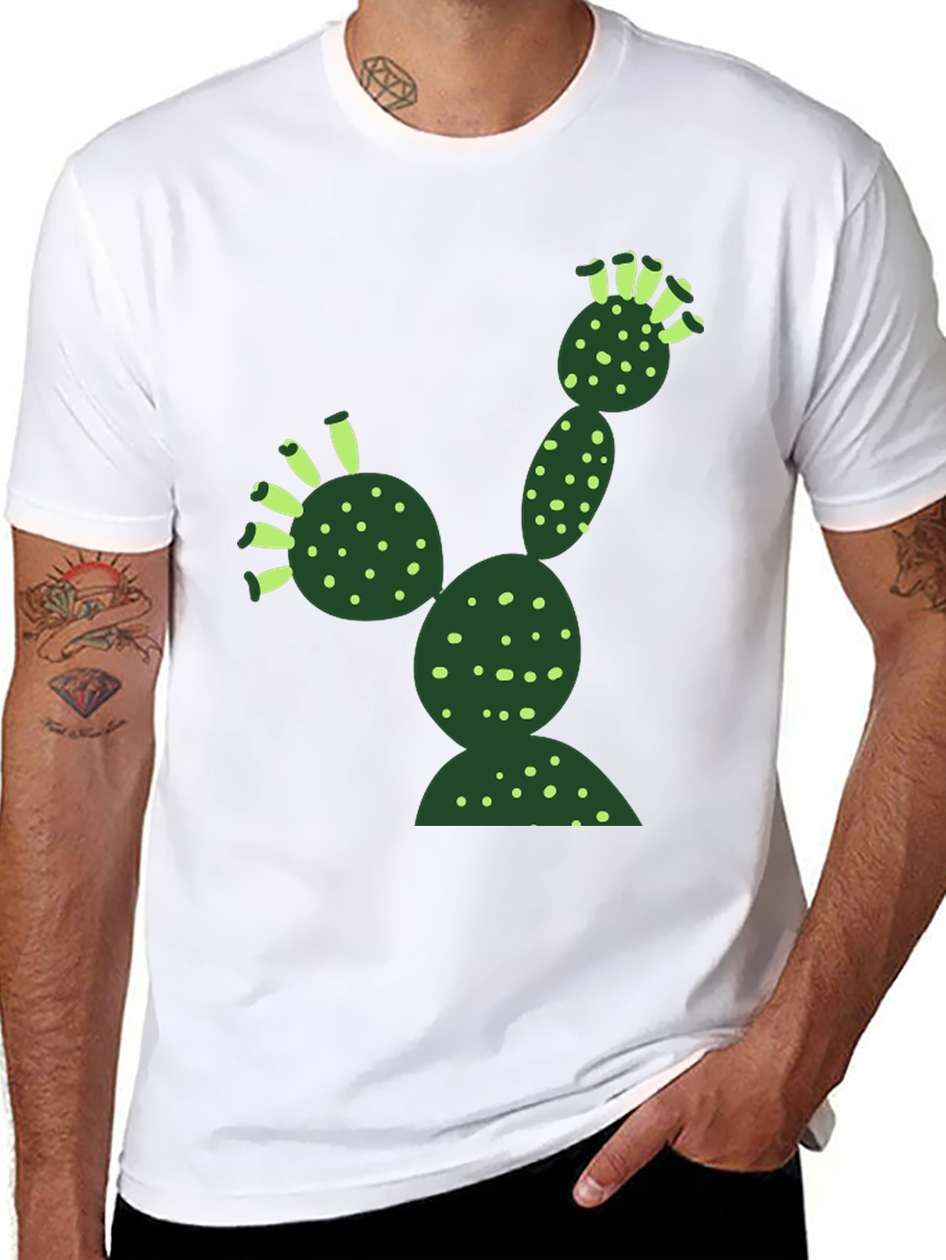 Black Cool Cactus T-Shirt - Black Cotton Blend view 8