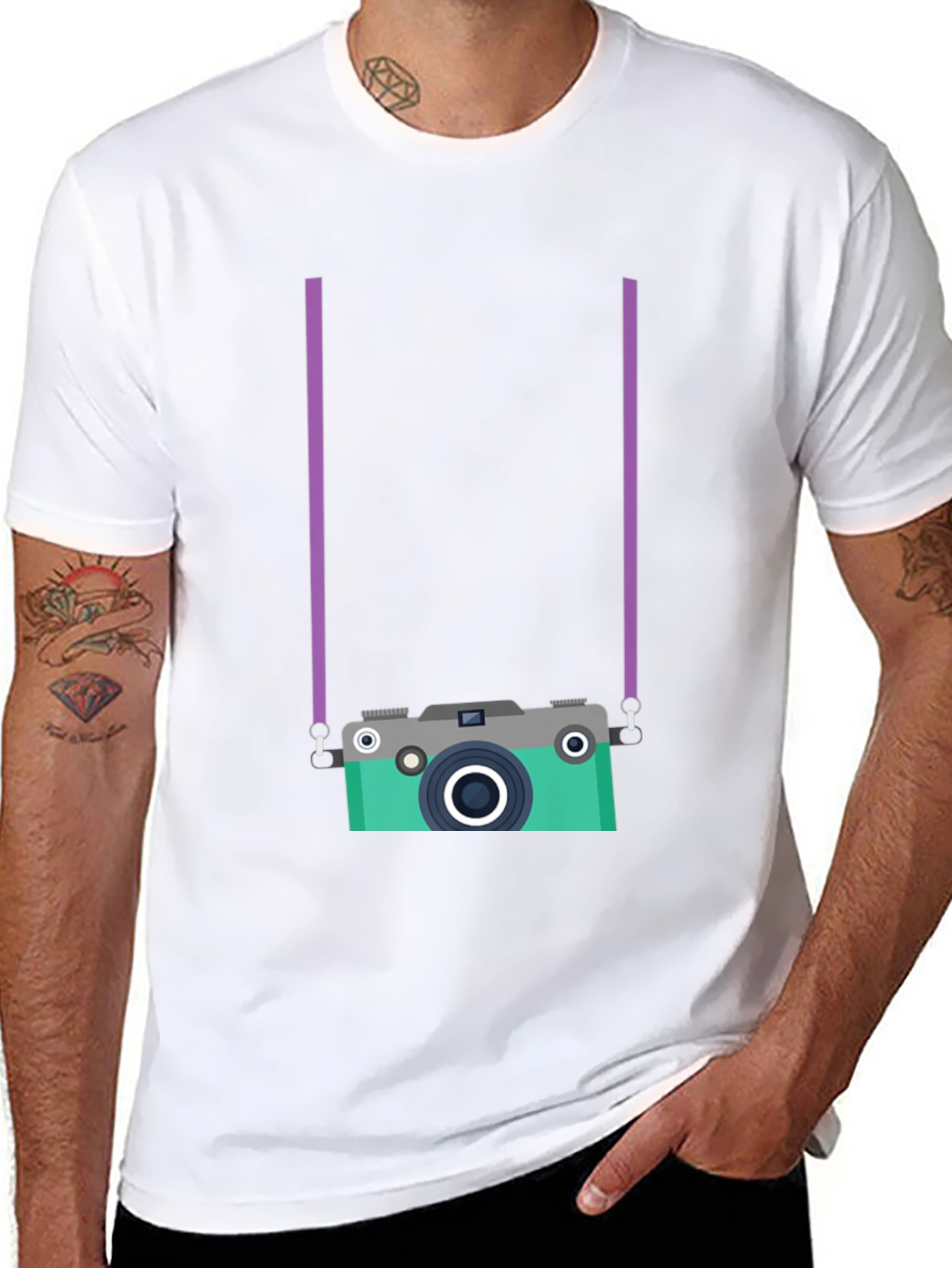 Black Retro Camera Graphic Tee view 8