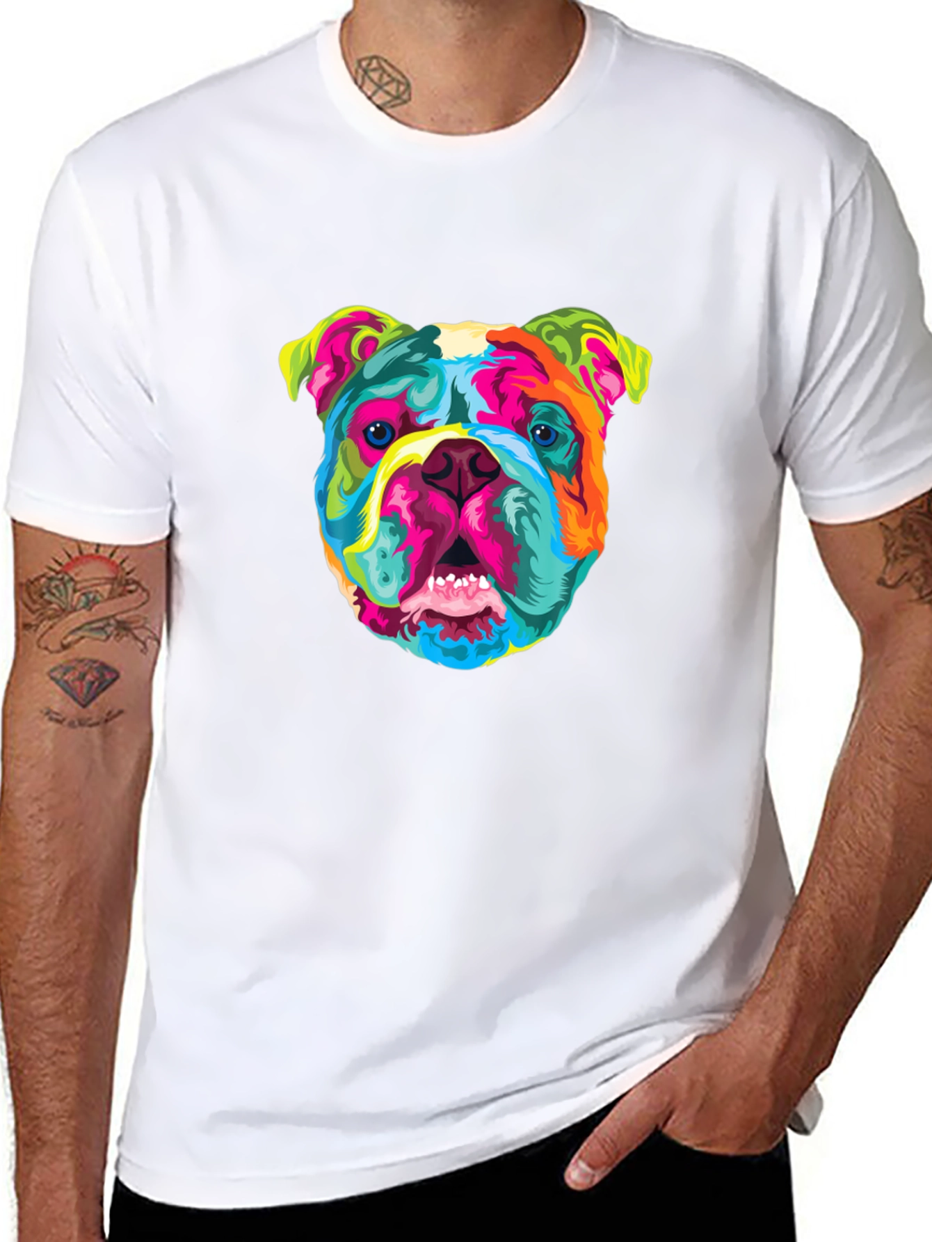 Black Vibrant Bulldog Graphic Tee - Cool Dog Lover's T-Shirt view 8