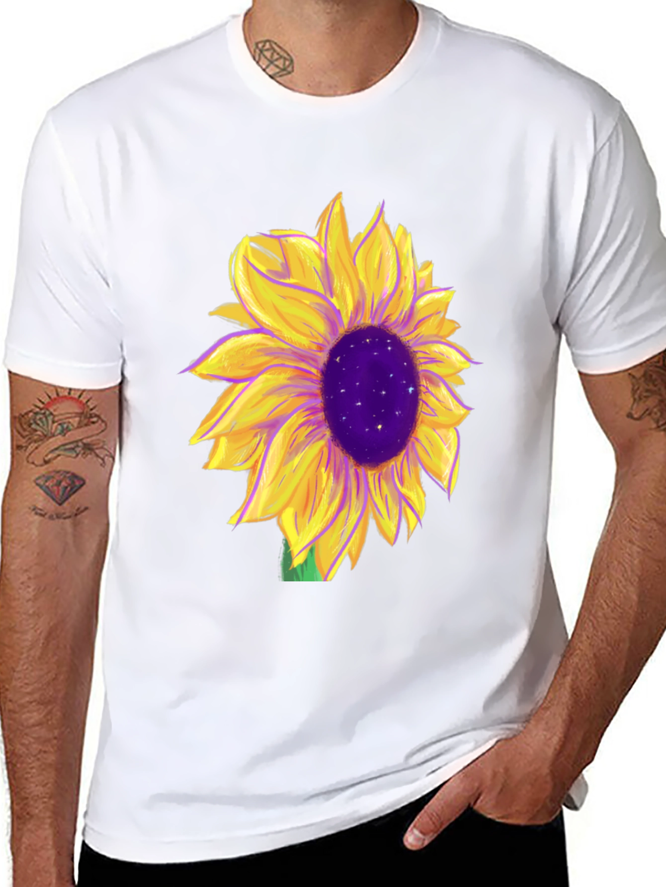Black Sunflower Graphic Tee - Black Cotton Blend view 8