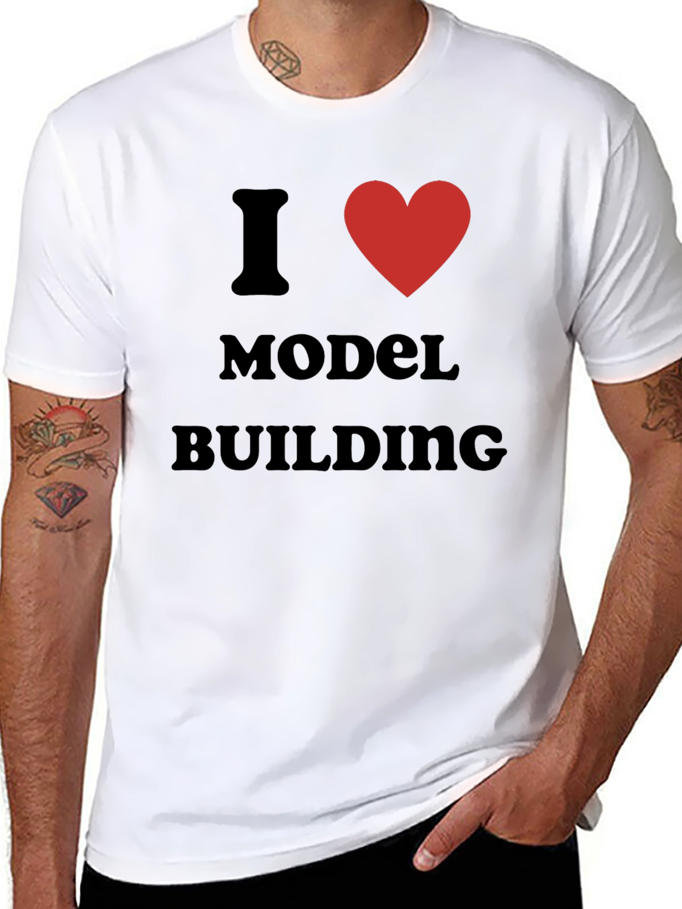 Black I Love Model Building Black T-Shirt view 8