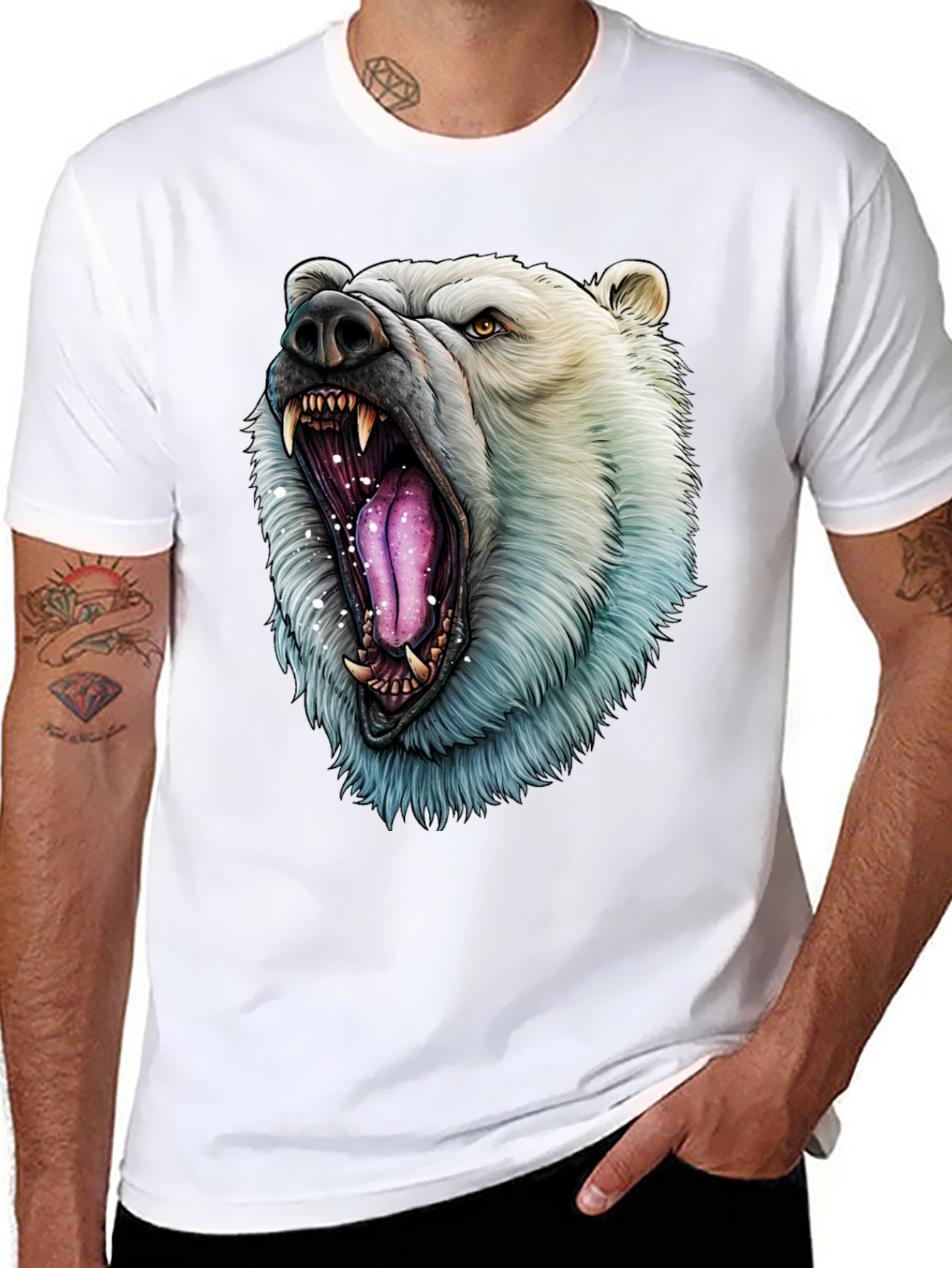 Black Polar Bear Graphic Tee - Roaring Wild Style view 8