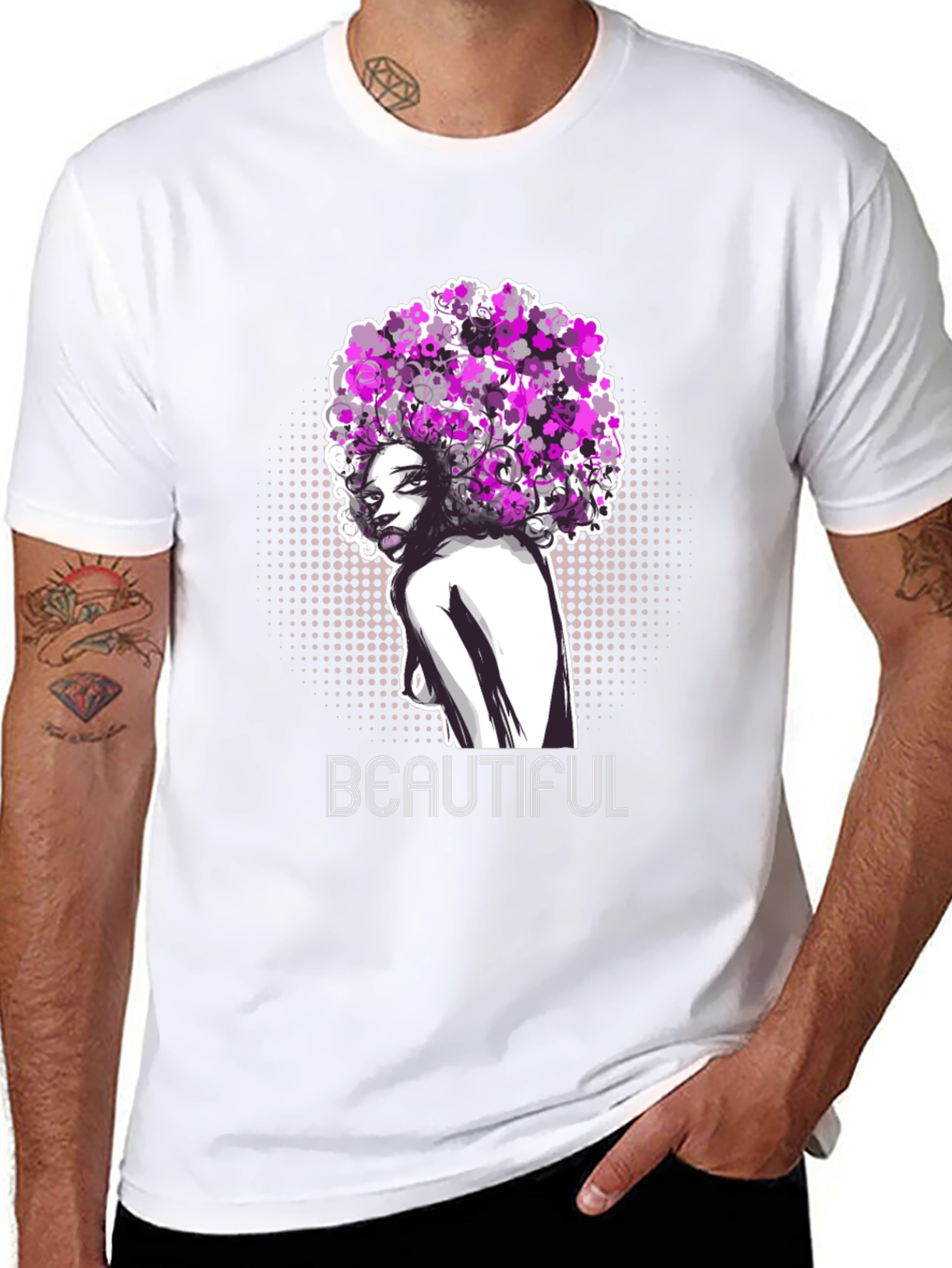 Black Beautiful Woman Graphic T-Shirt - Black view 8