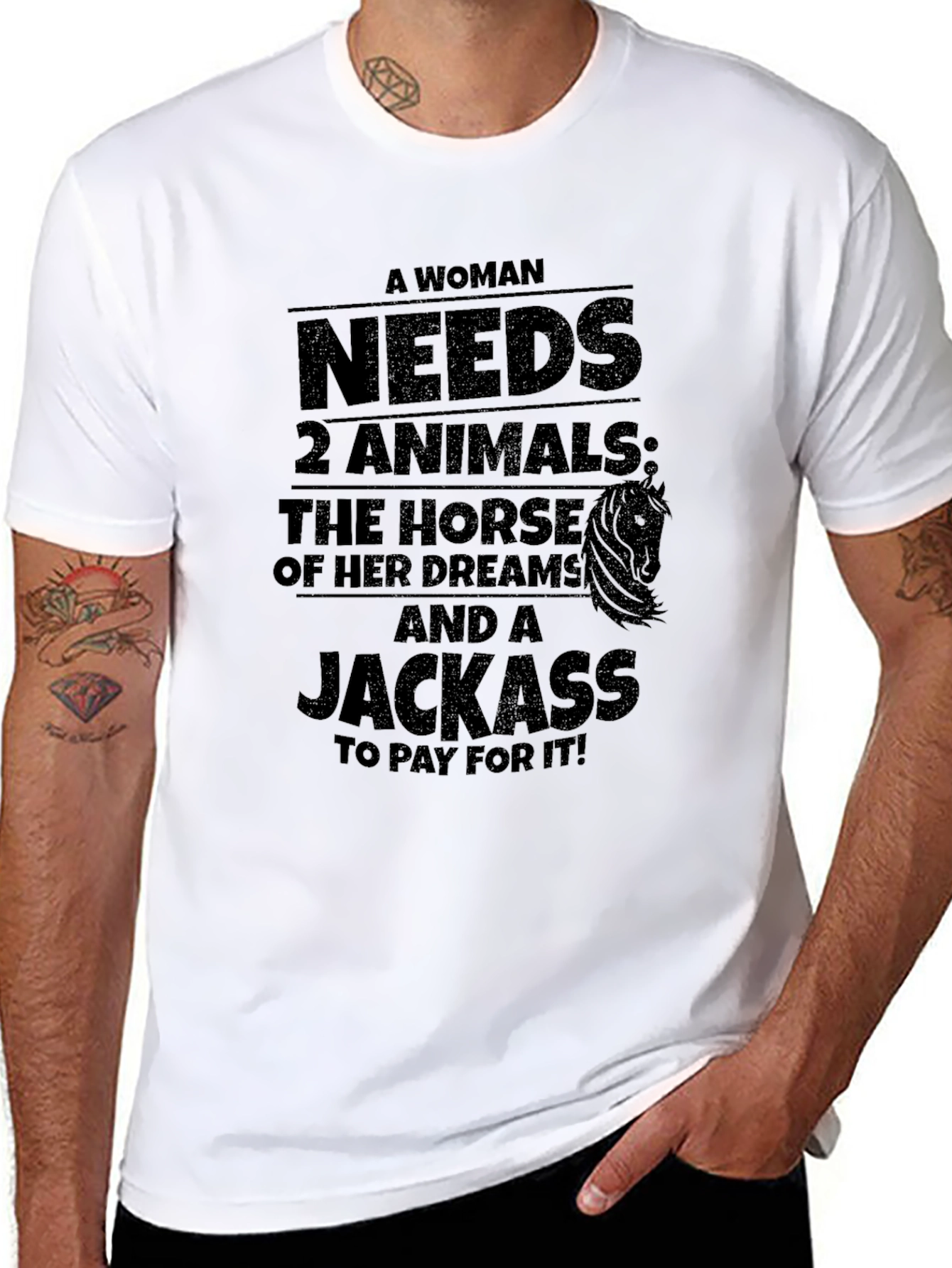 Black Funny Woman Needs 2 Animals T-Shirt view 8