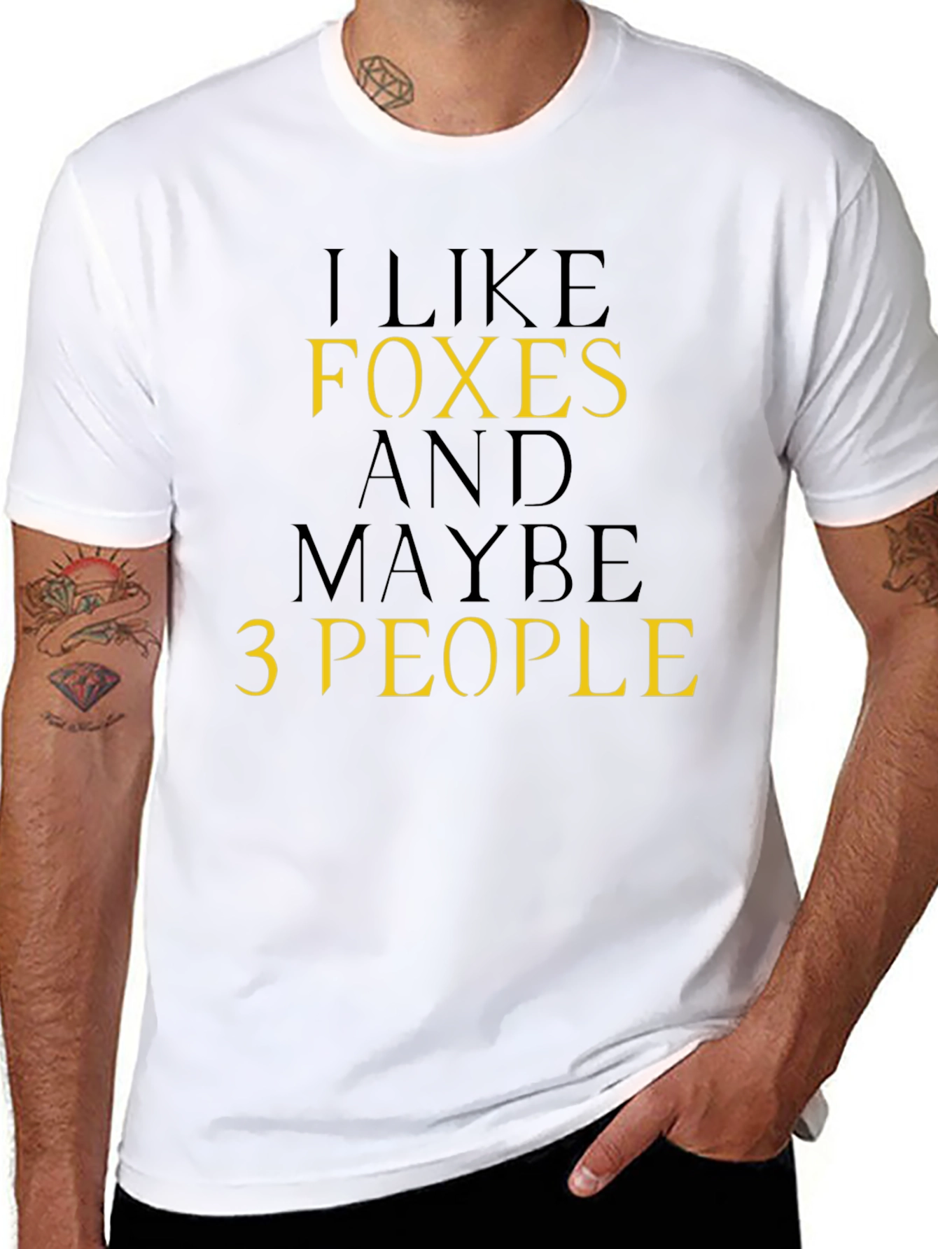 Black I Like Foxes T-Shirt, Funny Sarcastic Tee view 8