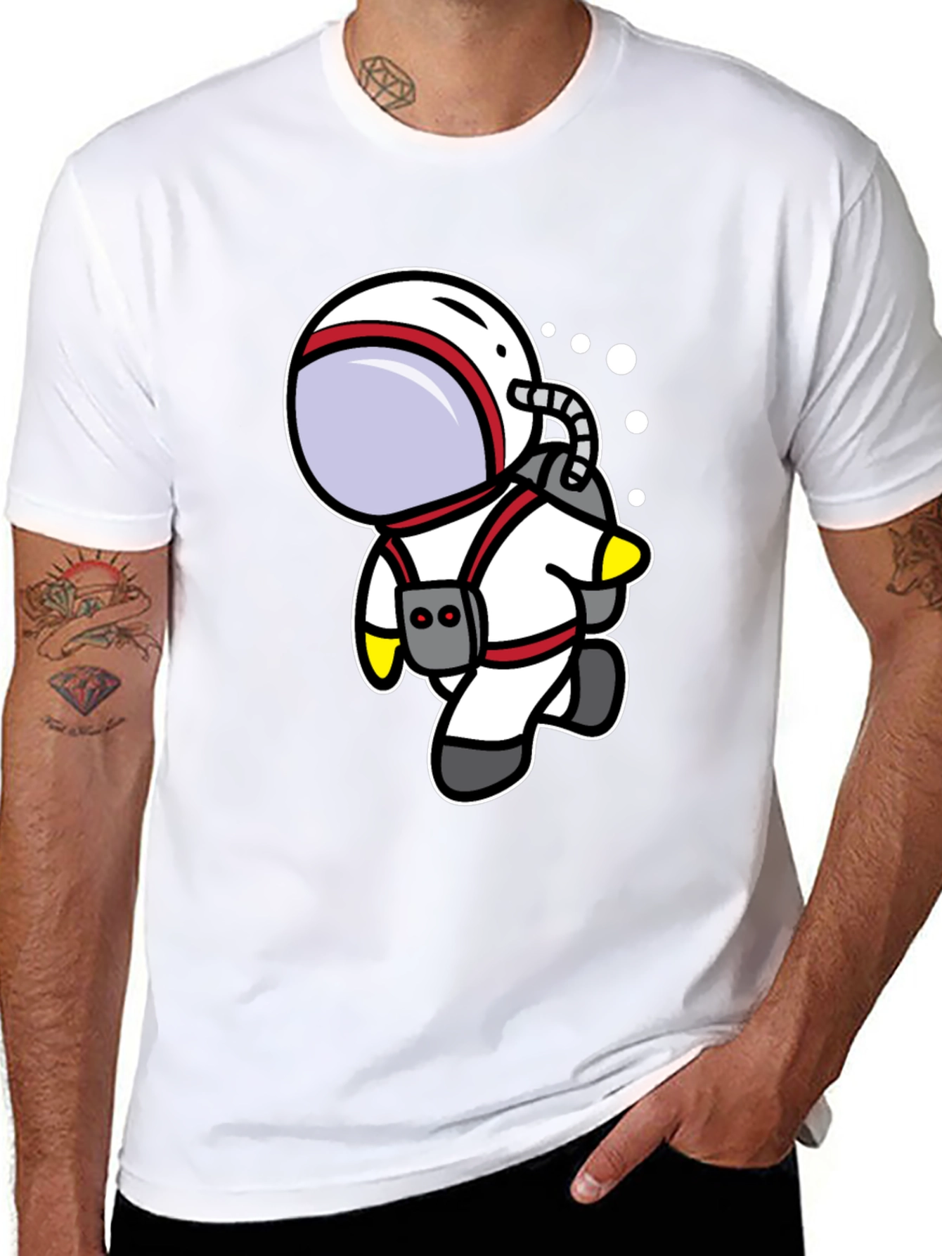 Black Cartoon Astronaut Black T-Shirt view 8