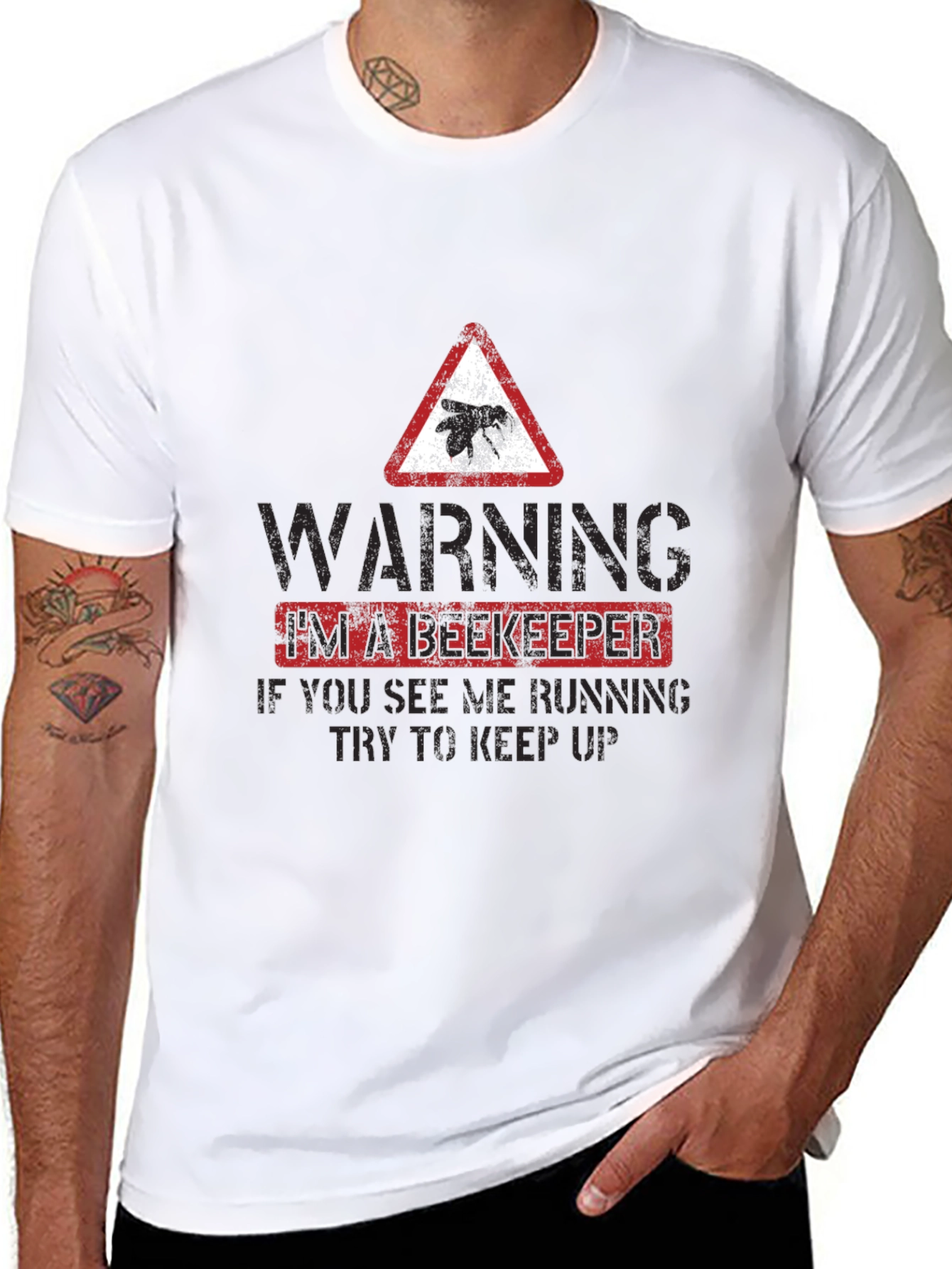 Black Funny Beekeeper Warning T-Shirt - Keep Up! view 8