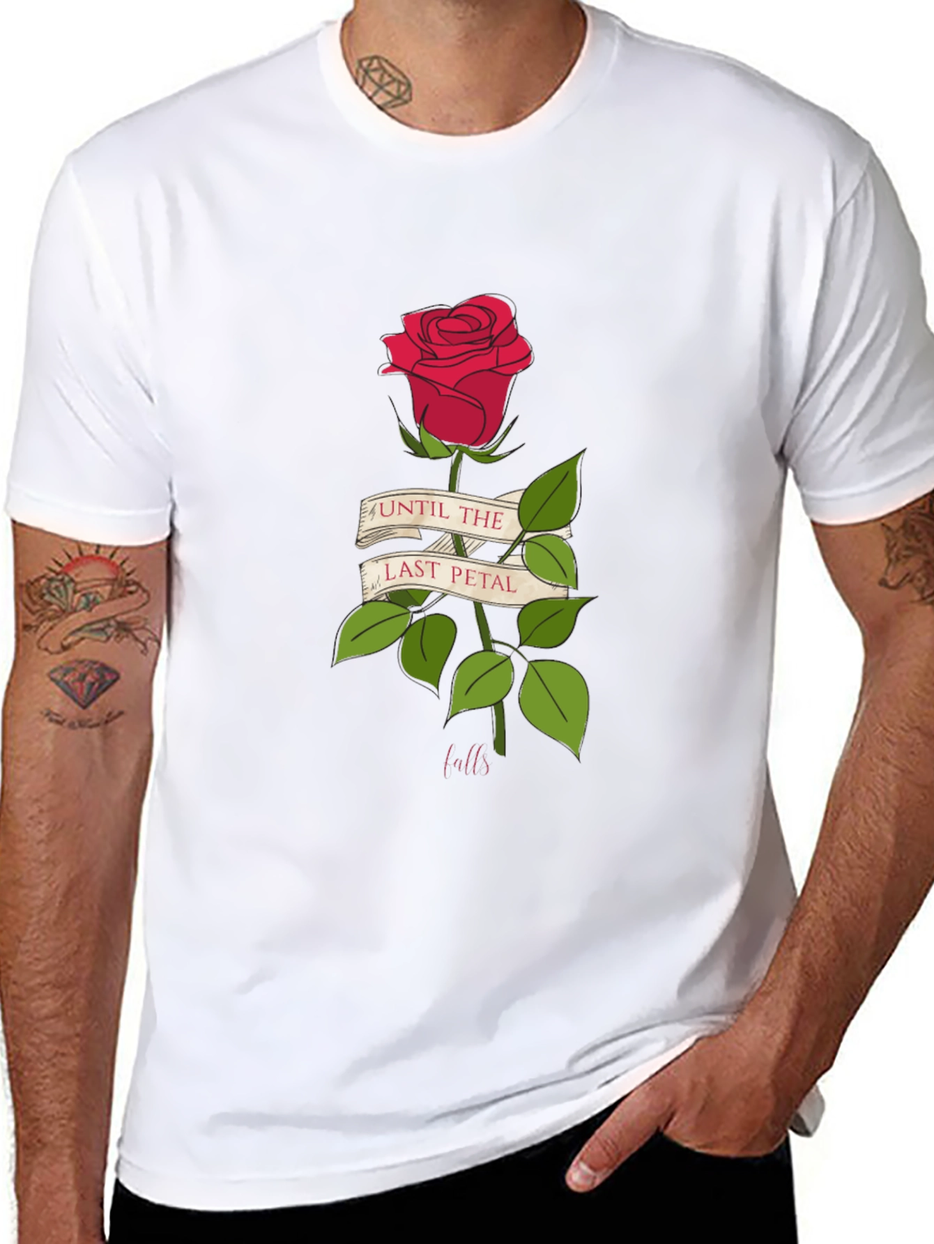 Black Until Last Petal Falls Rose Graphic Tee view 8