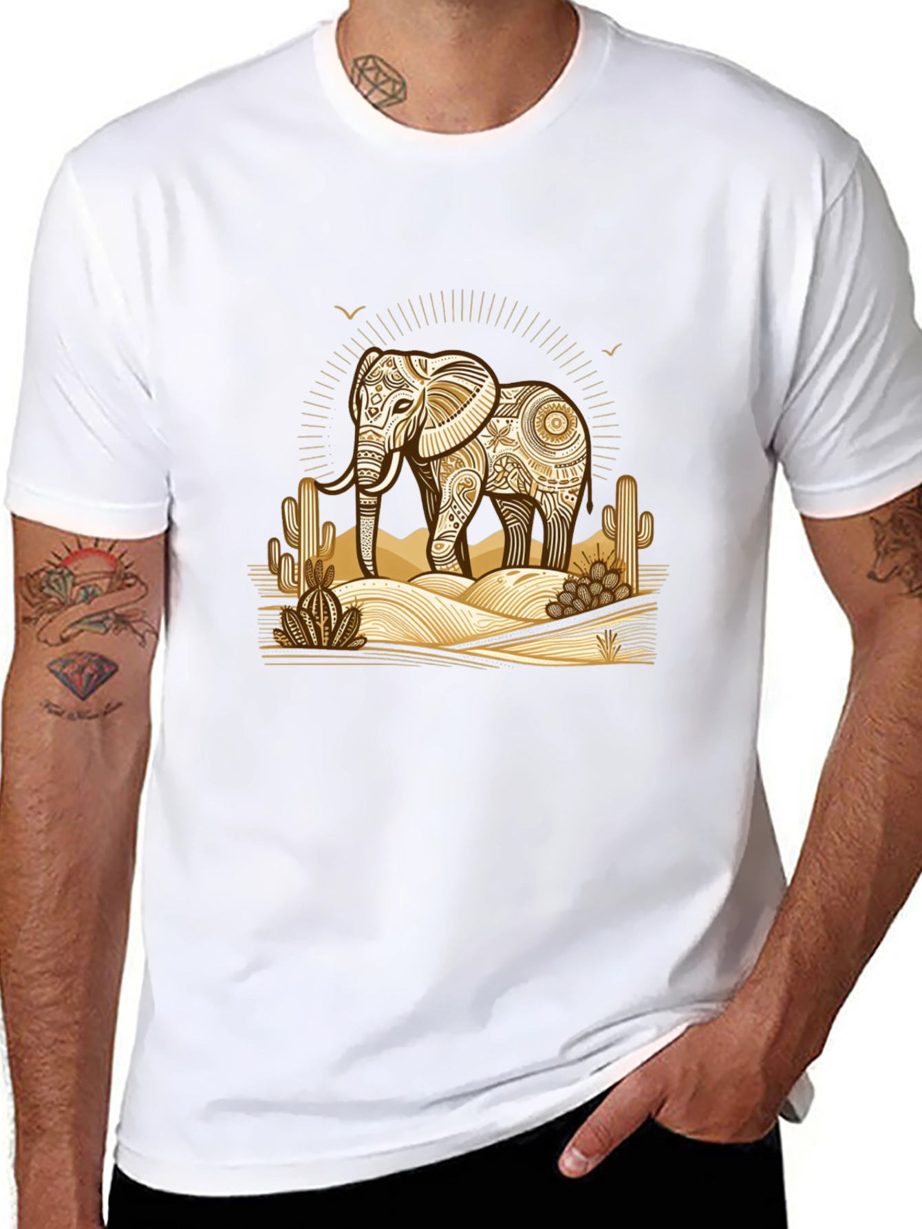 Black Elephant Desert Graphic Tee view 8