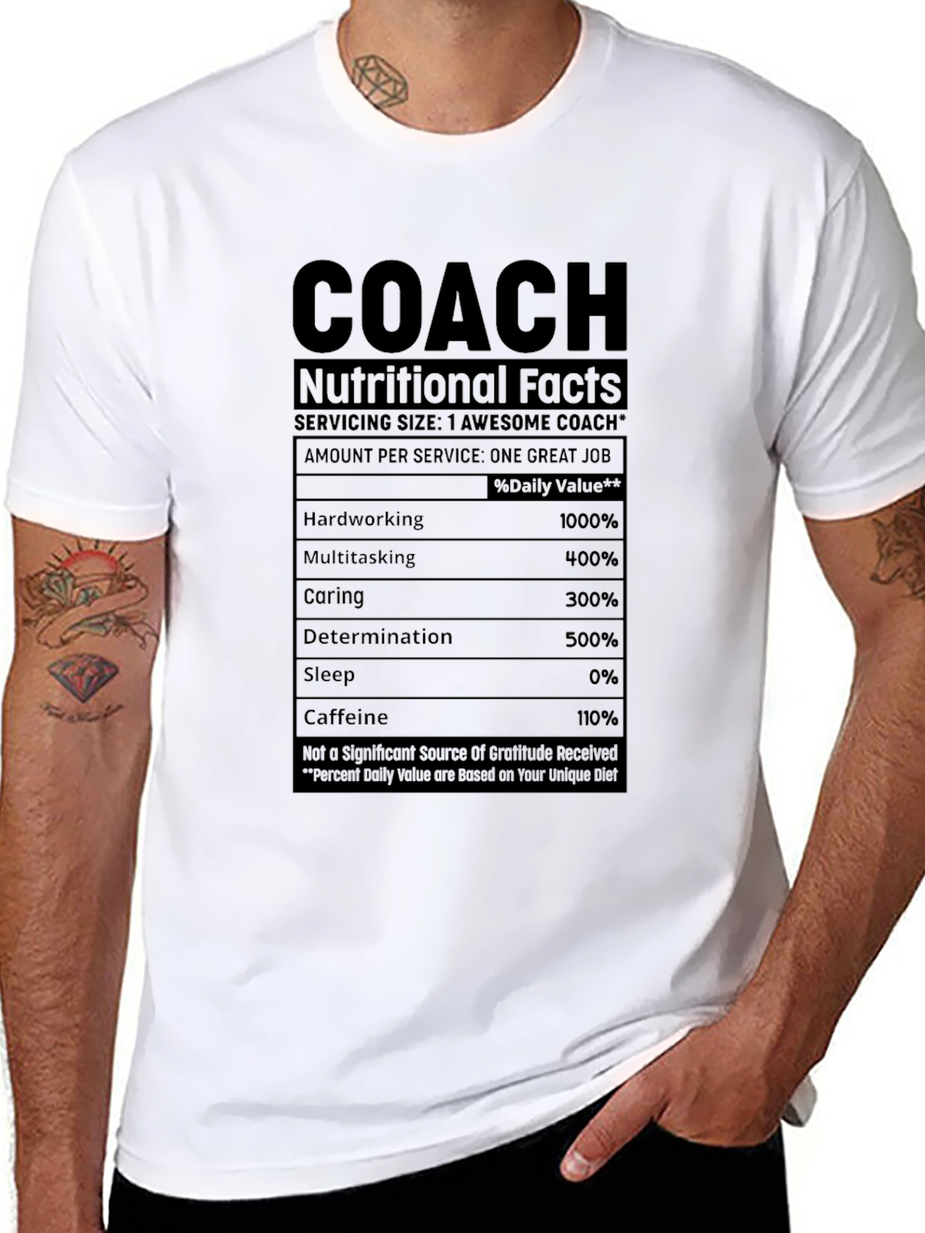 Black Awesome Coach Nutritional Facts T-Shirt view 8
