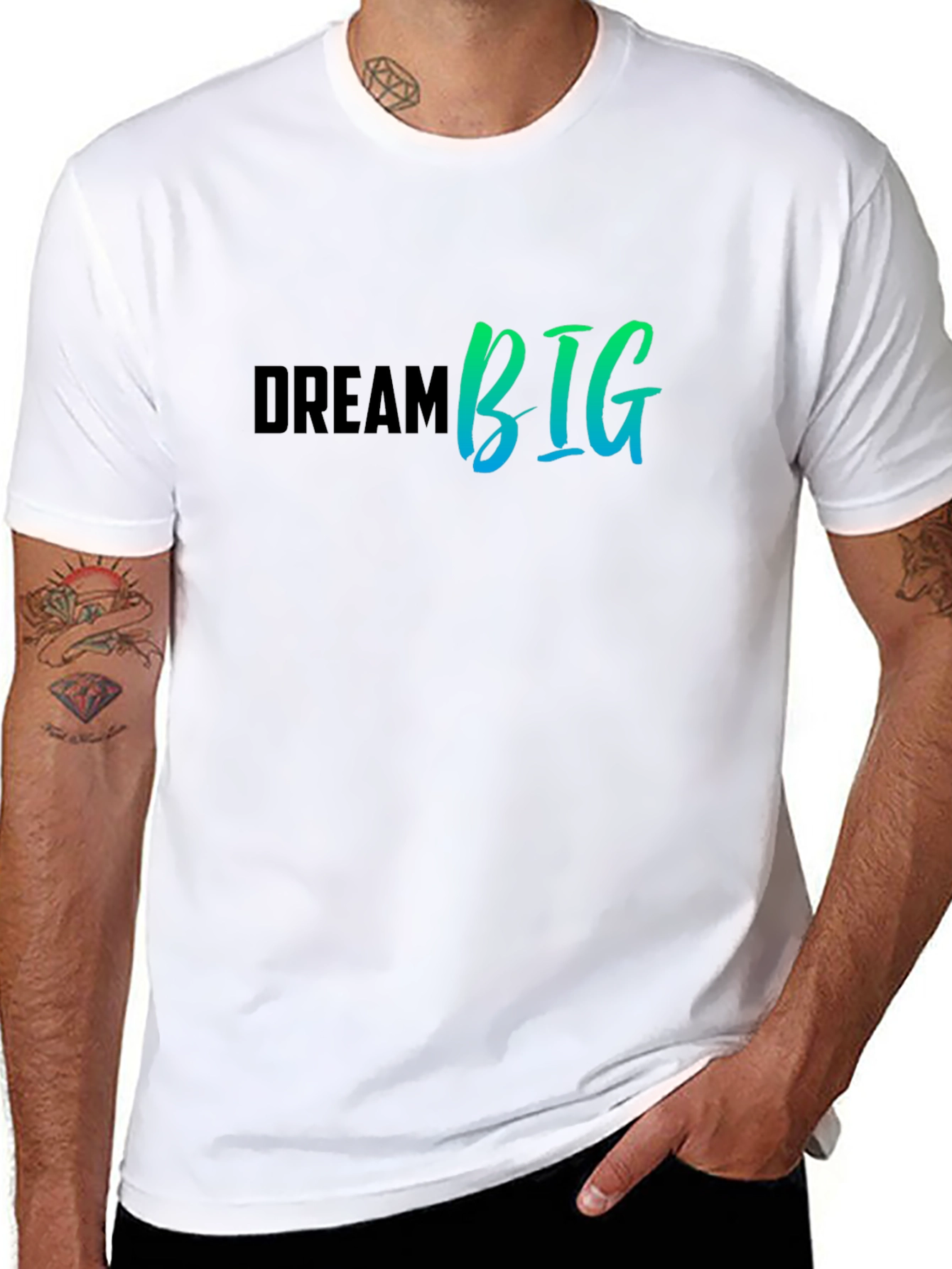 Black Dream Big Graphic Tee - Black Cotton T-Shirt view 8