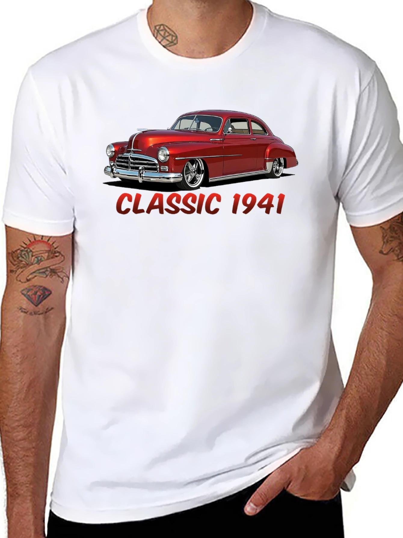 Black Classic 1941 Car Graphic T-Shirt view 8