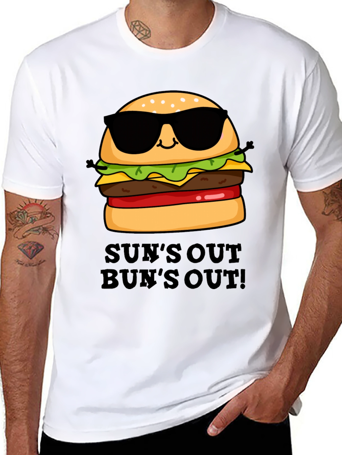 Black Sun's Out Bun's Out Burger Graphic Tee view 8