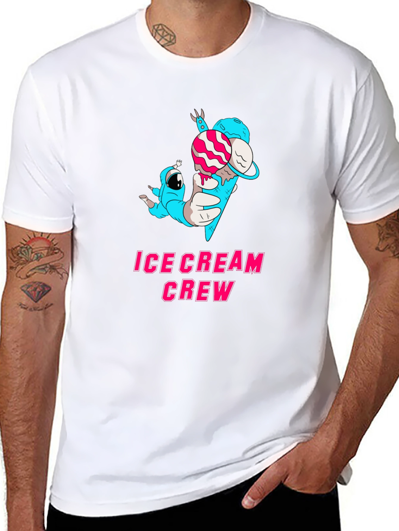 Black Ice Cream Crew Graphic Tee - Black Cotton Blend view 8