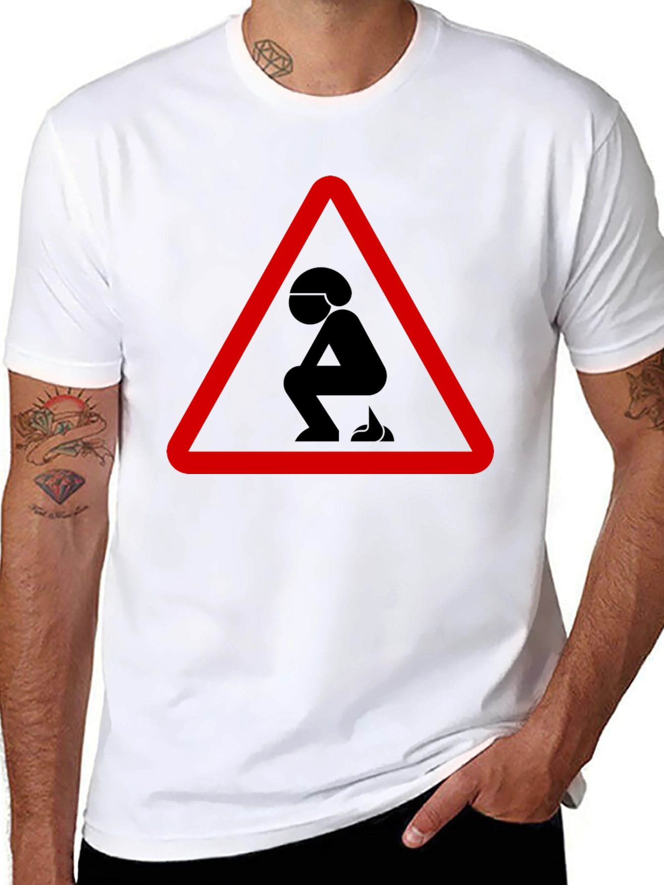 Black Funny Poop Warning Graphic T-Shirt view 8