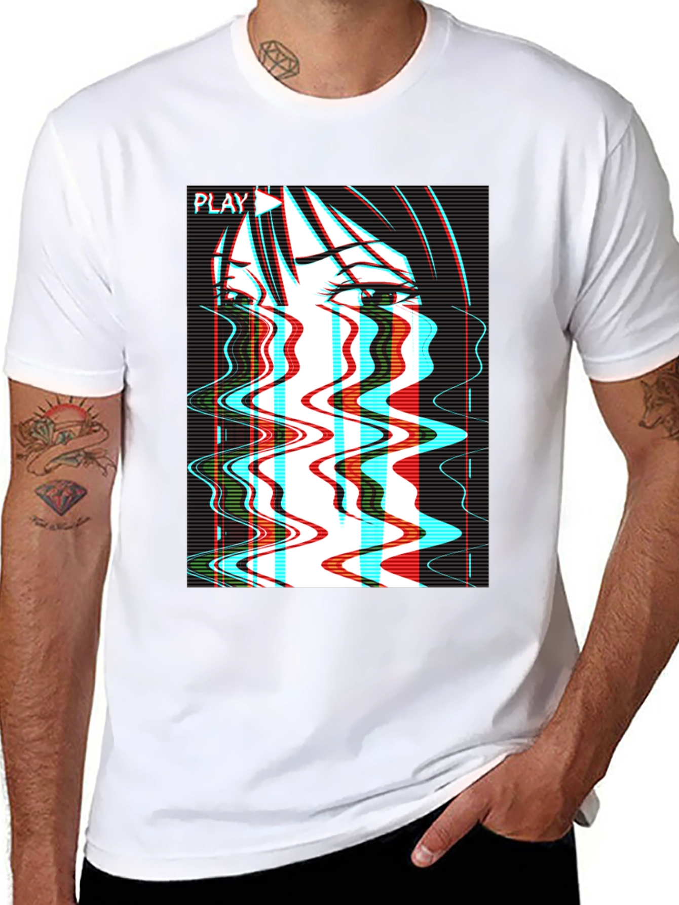 Black Glitch Anime T-Shirt - Vaporwave Aesthetic view 8