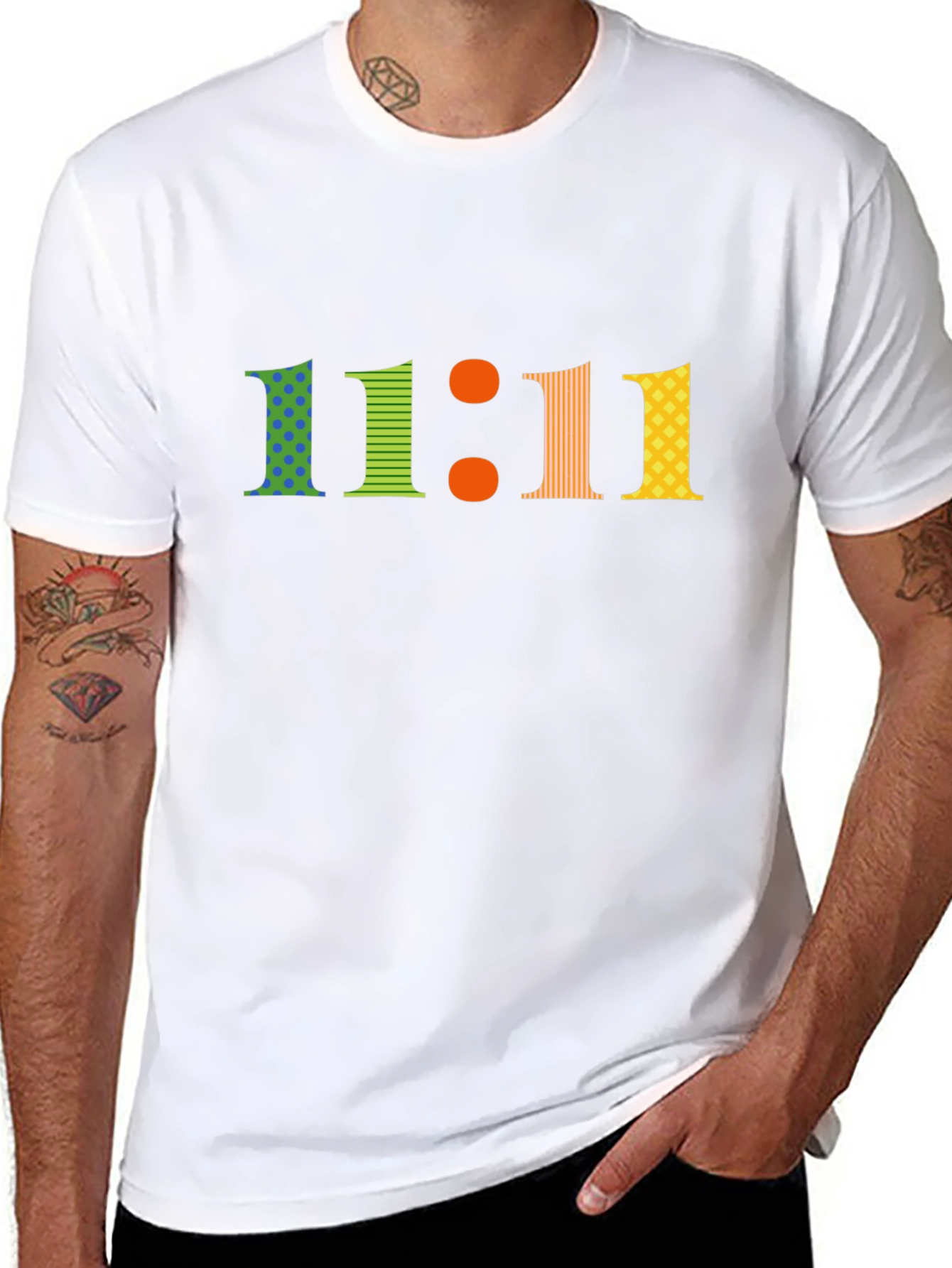 Black 11:11 Graphic Print T-Shirt view 8