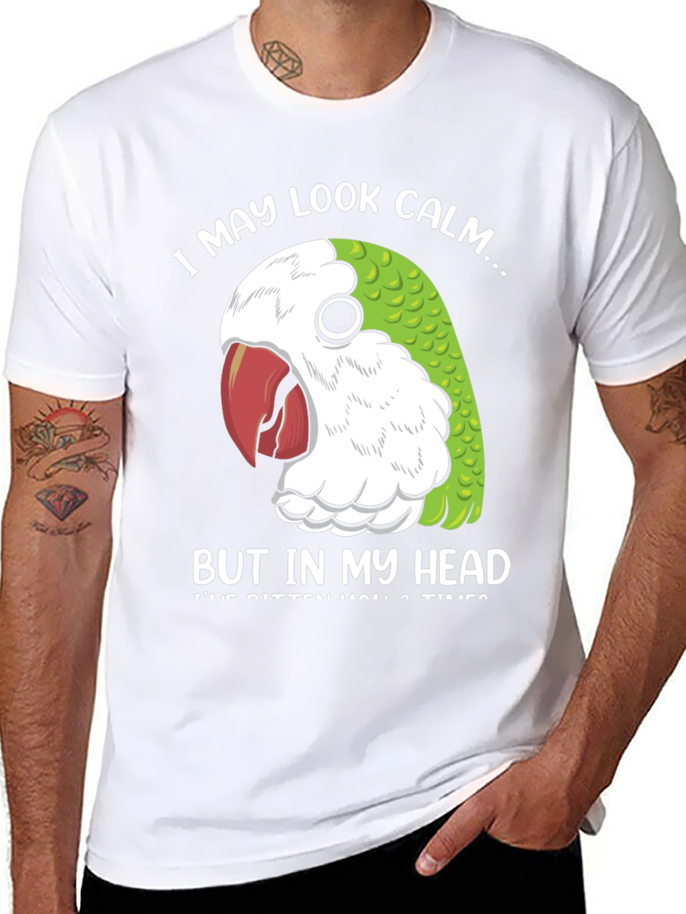 Black Calm Parrot T-Shirt view 8