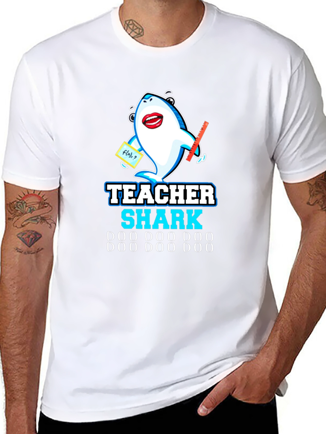 Black Teacher Shark Doo Doo T-Shirt view 8