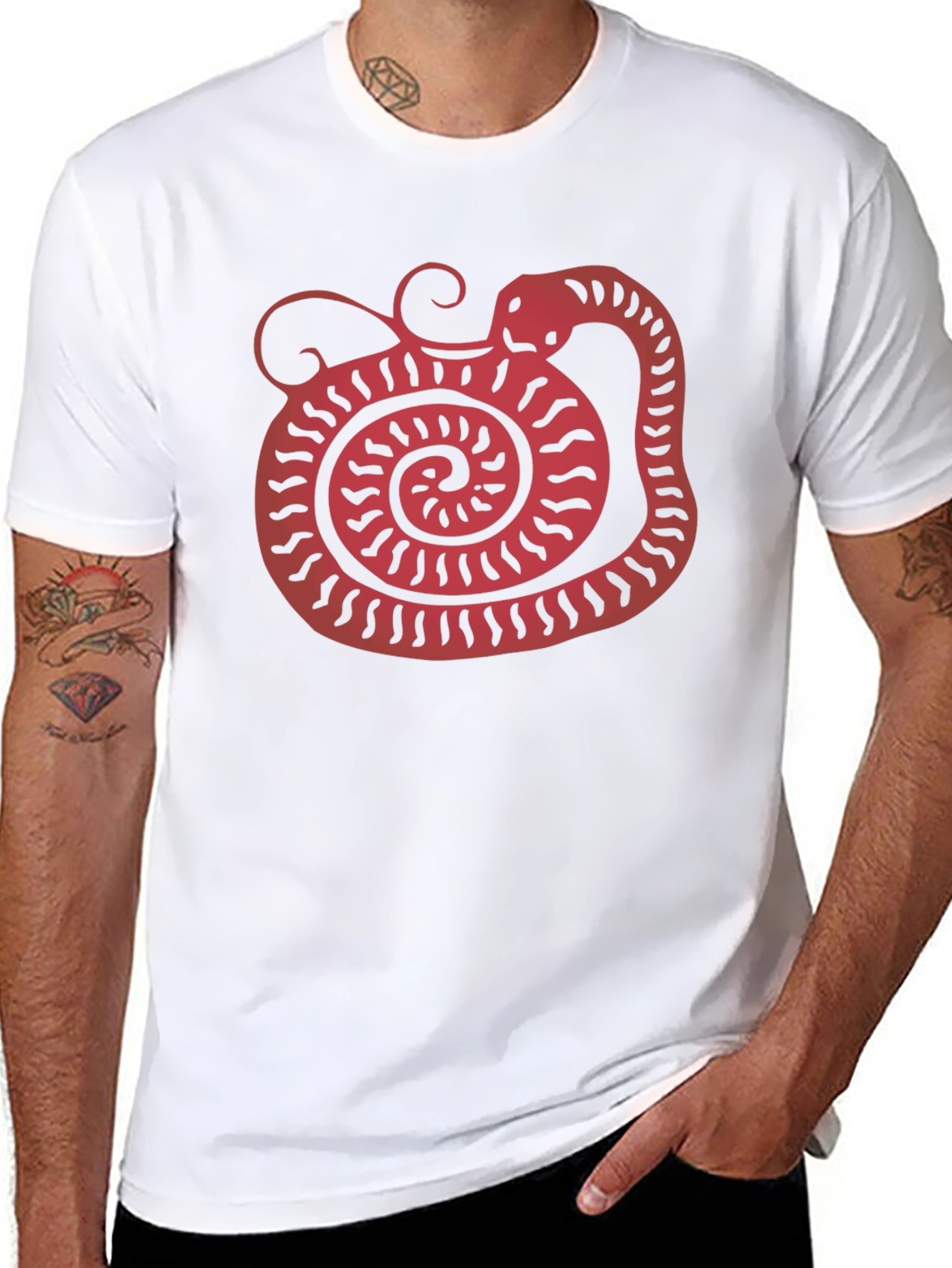 Black Snake Graphic Tee - Unique Red Serpent Design view 8