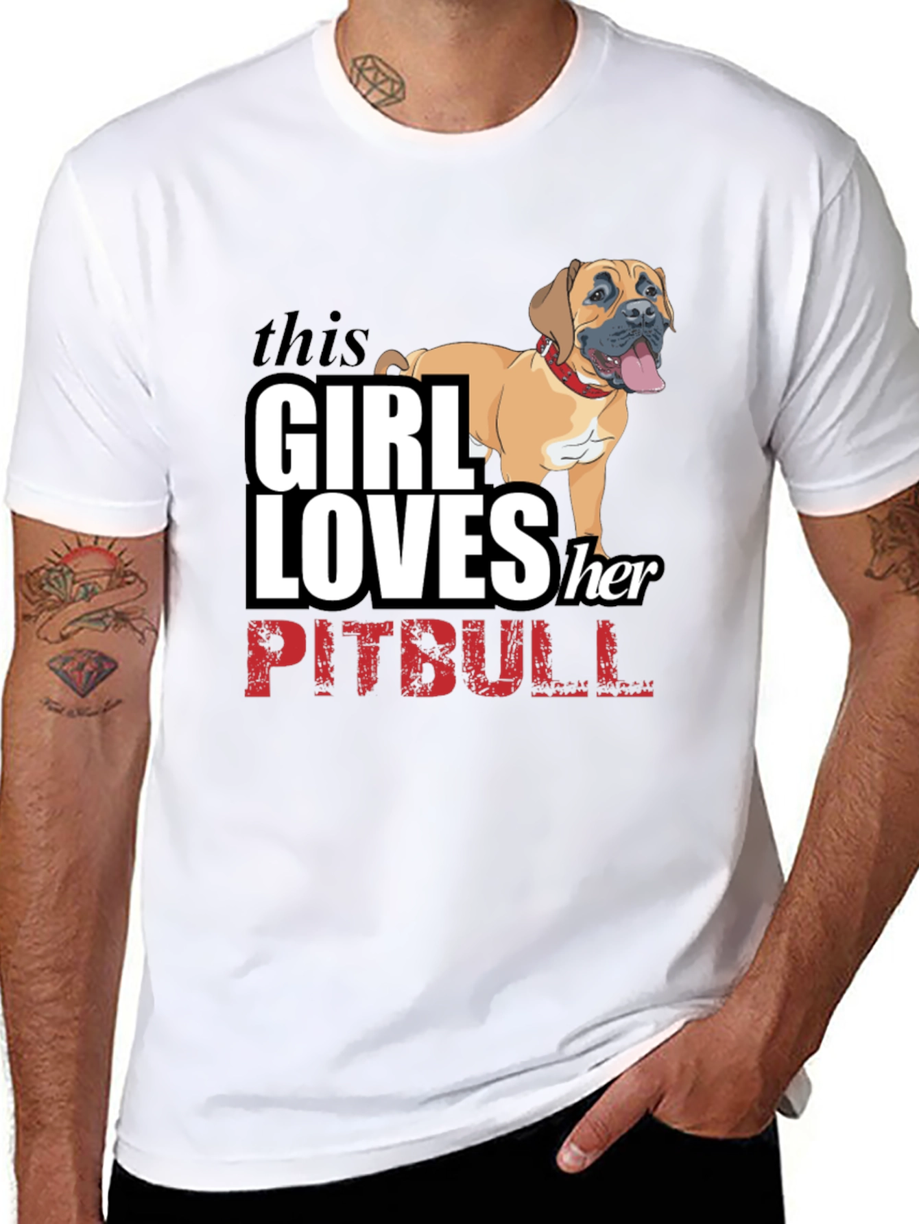 Black Girl Loves Her Pitbull Black T-Shirt view 8