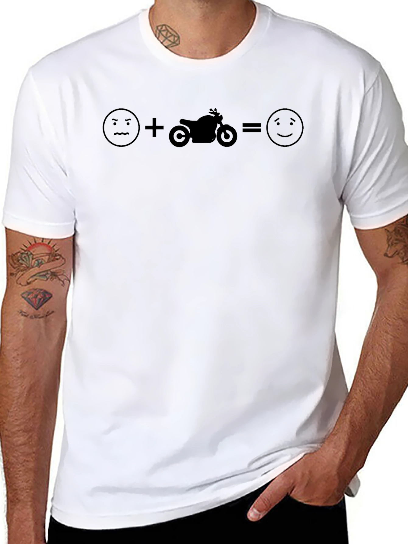 Black Motorcycle Equals Happy T-Shirt - Biker Tee view 8