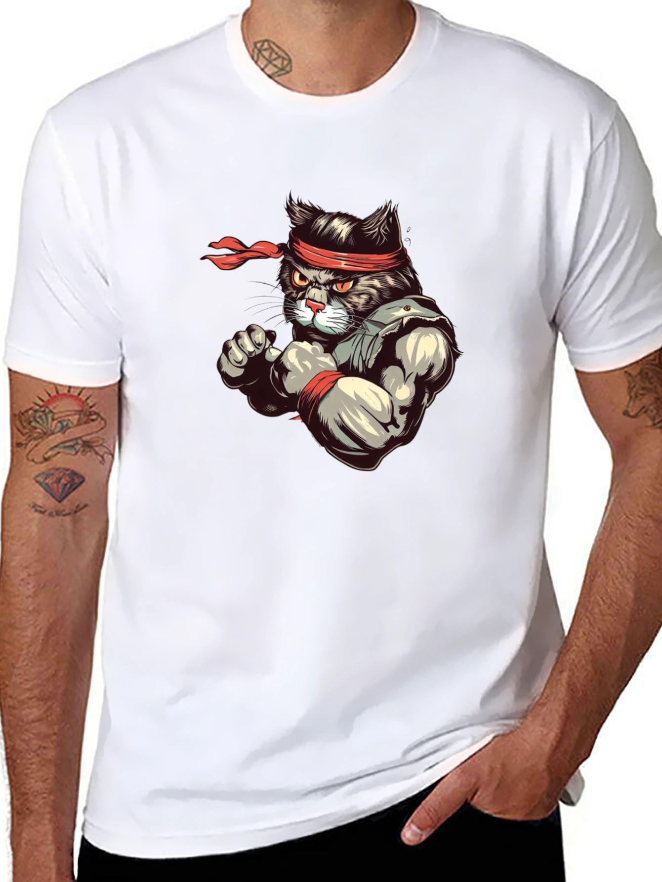 Black Martial Arts Cat T-Shirt - Ninja Cat Tee view 8