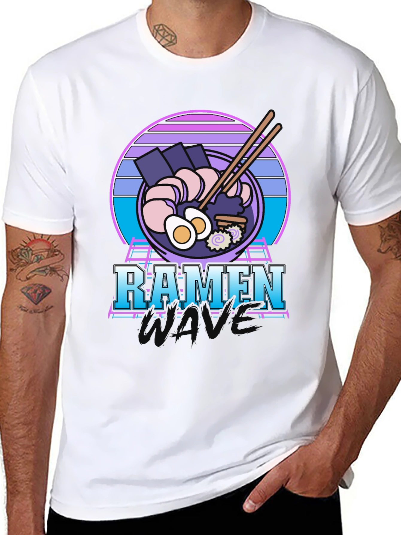 Black Retro Ramen T-Shirt - 80's Vaporwave Style Tee view 8
